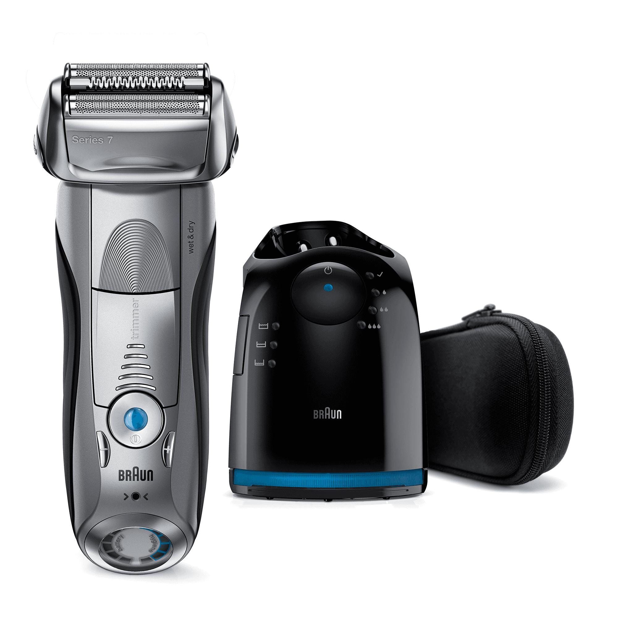 Braun Series 7 Electric Shaver For Men 7899cc, With Clean&Charge Station And Travel Case – Silver – image 1