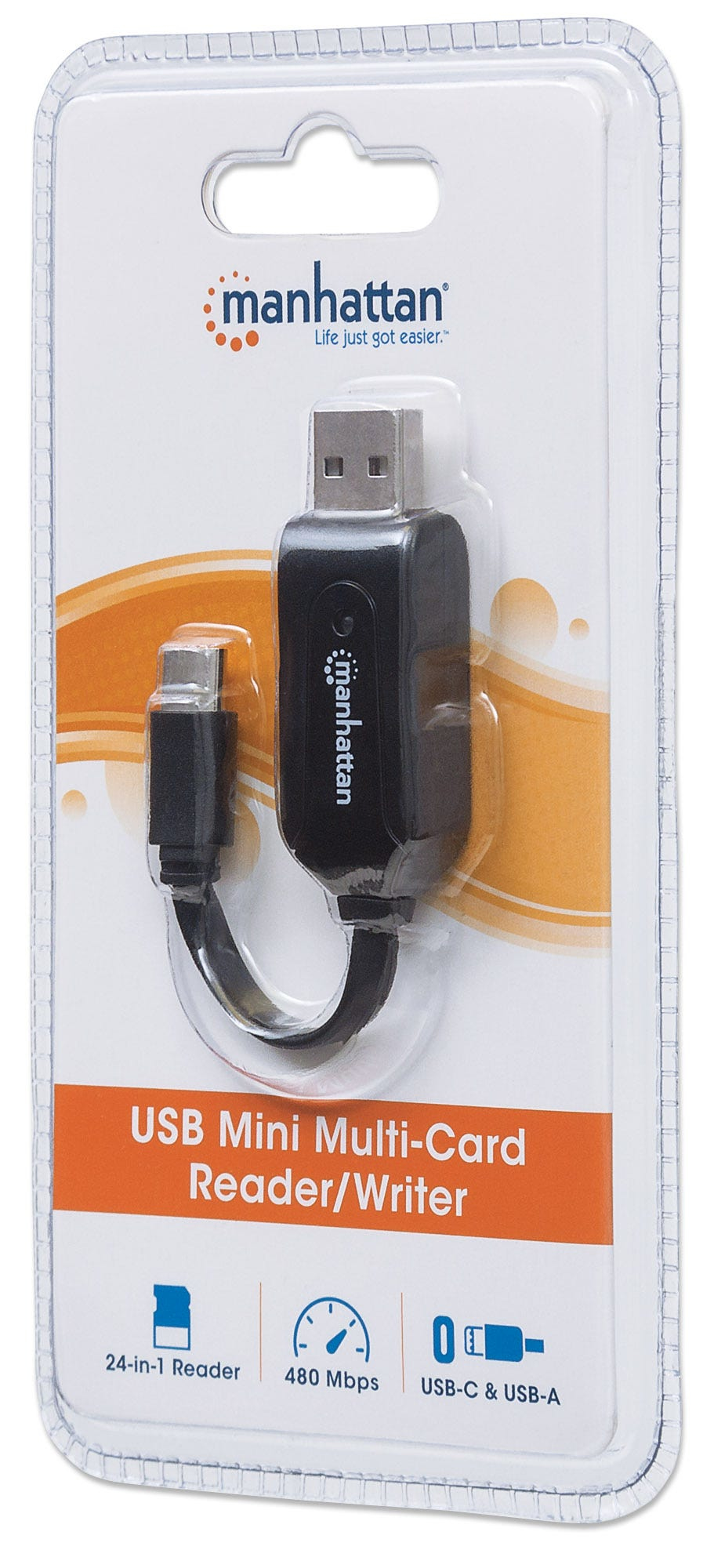 Manhattan USB-A and USB-C Multi-Card Reader/Writer, Combo USB-C/USB-A, 480 Mbps, 24-in-1, Windows or Mac, Black, Blister – image 7