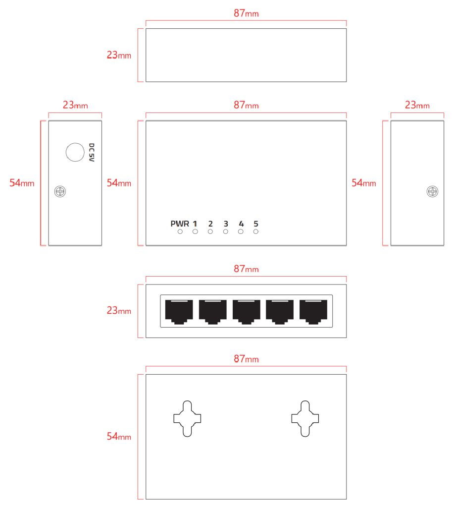 Lanview LVN-DESK-5PORT-1G network switch Unmanaged Gigabit Ethernet (10/100/1000) – image 2
