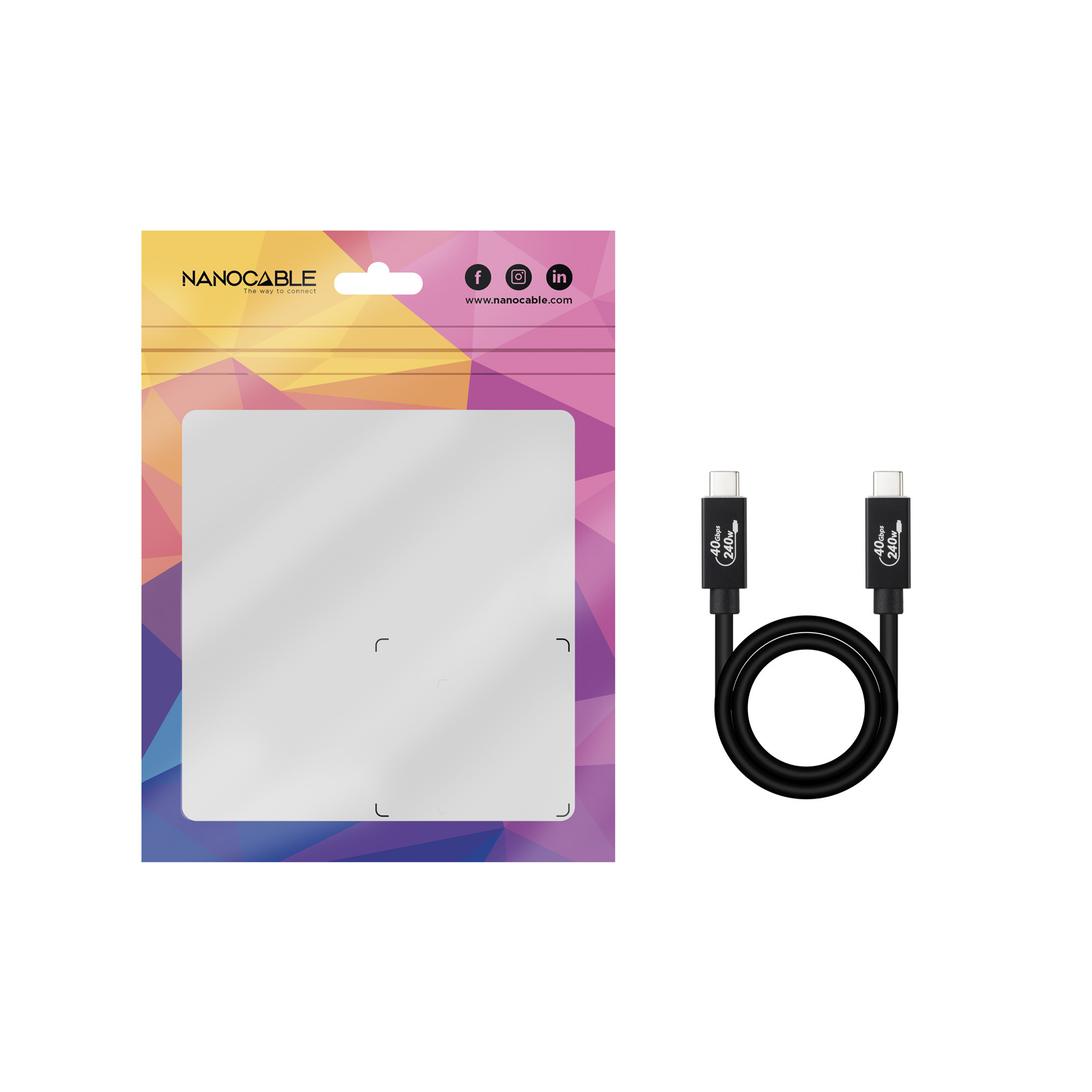 Resim Nanocable 10.01.5001 USB-C/USB-C USB4 Gen 3x2 40Gbps 240W Kablo, Siyah, 1m
