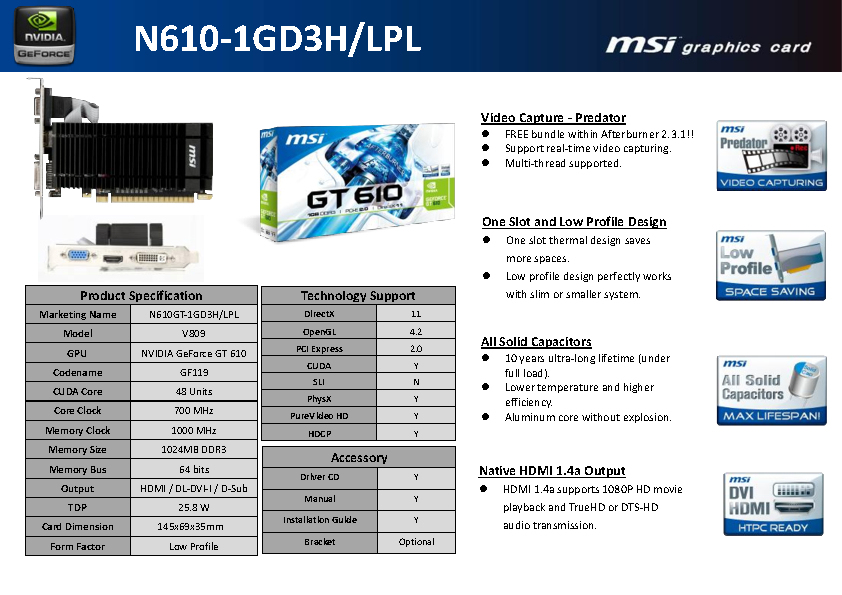 MSI V809-677R graphics card NVIDIA GeForce GT 610 – image 5