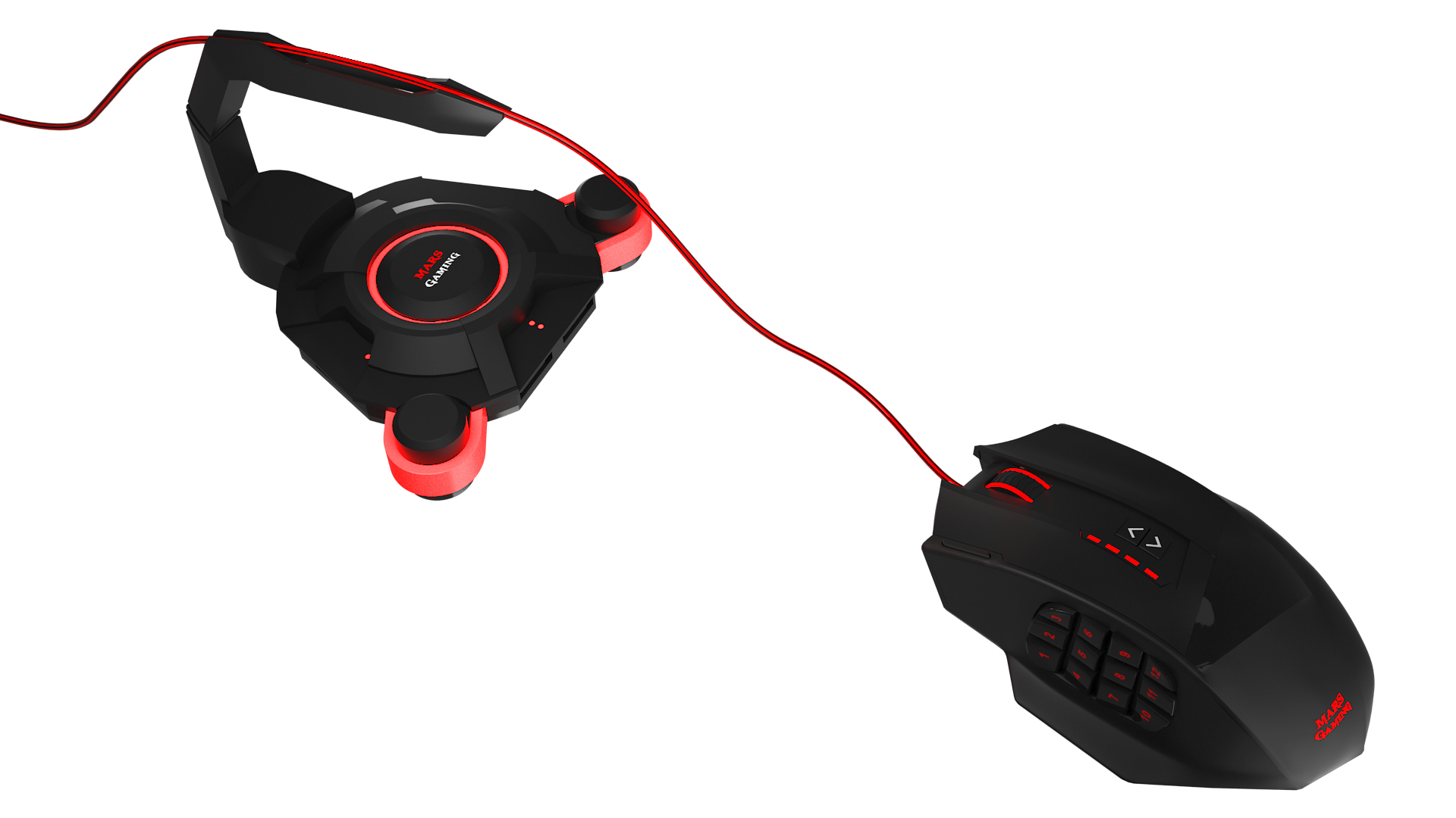 Mars Gaming MMS2 interface hub USB 3.2 Gen 1 (3.1 Gen 1) Type-A 5000 Mbit/s Black, Red – image 9