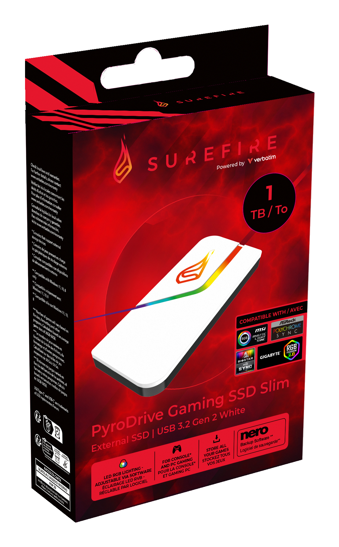 Verbatim Surefire PyroDrive Gaming SSD Slim 1TB White USB Type-C 3.2 Gen 2 (3.1 Gen 2) image 6