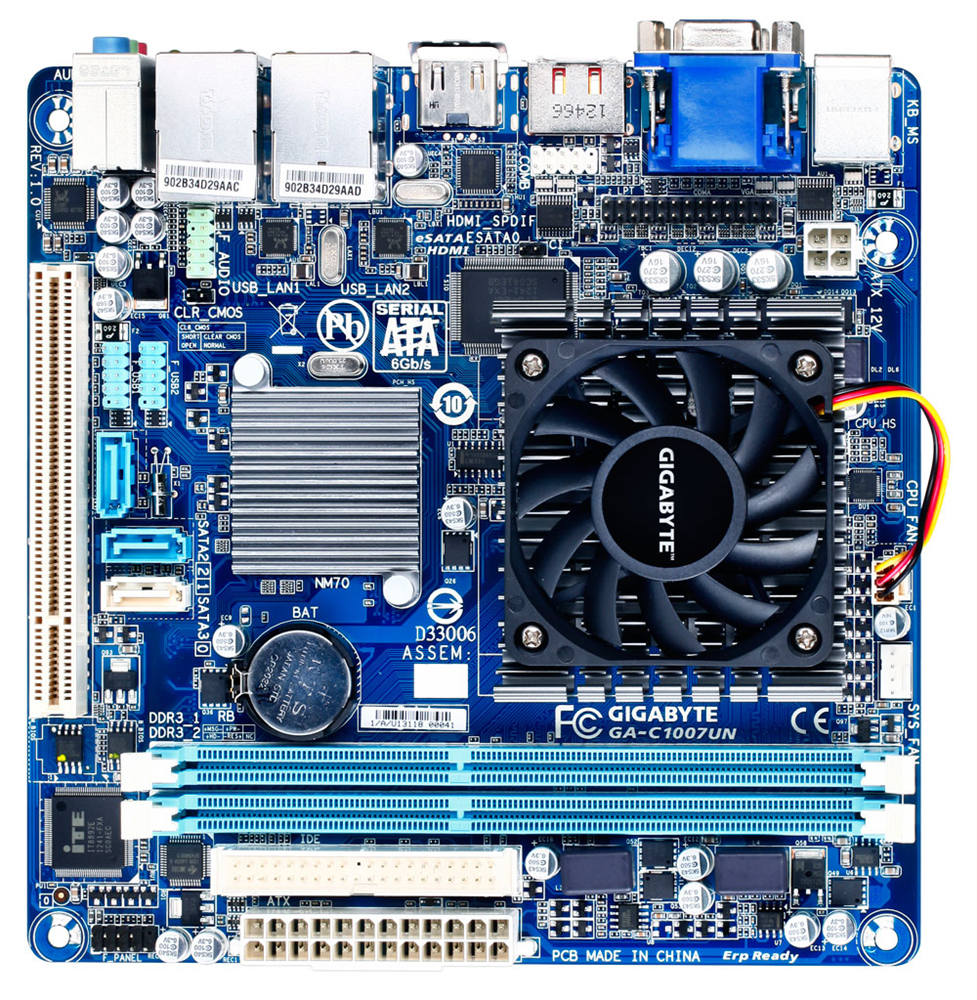 GIGABYTE GA-C1007UN motherboard Intel® NM70 Express NA (integrated CPU) mini ITX