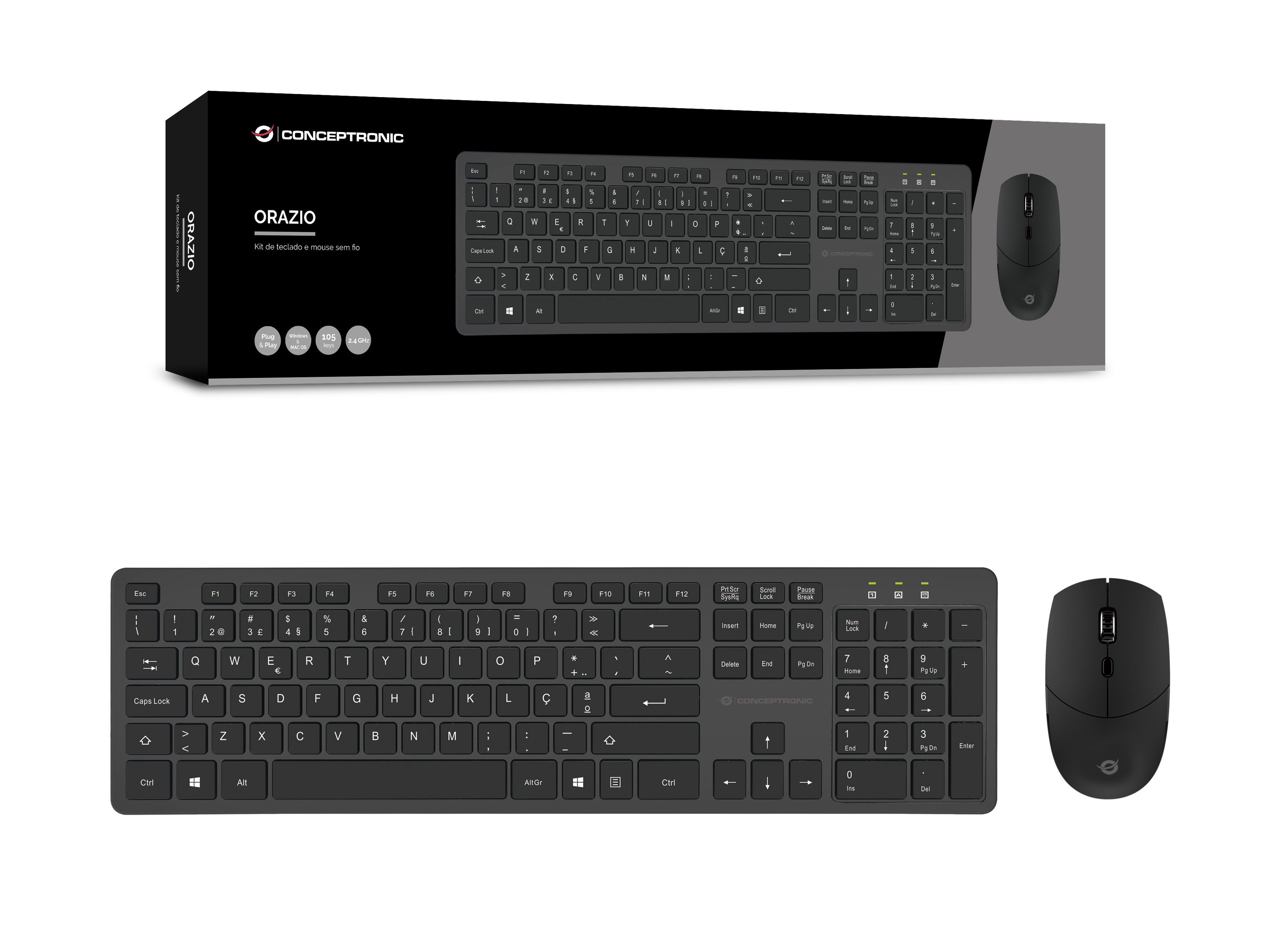 Conceptronic Kabellose Tastatur- und Maus-Kombination, Portugiesisches Layout