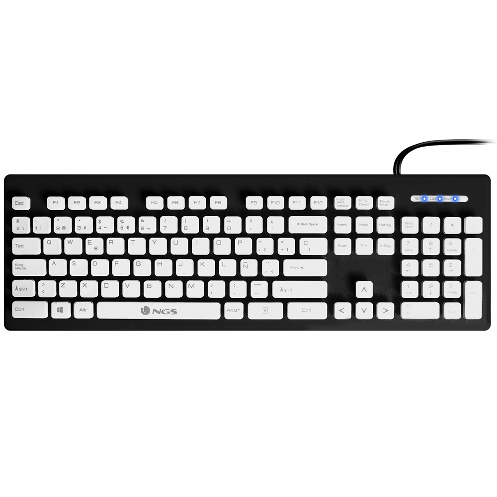 NGS Clipper keyboard Universal USB QWERTY Spanish Black, White