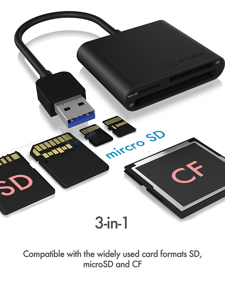 ICY BOX IB-CR301-U3 card reader USB 3.2 Gen 1 (3.1 Gen 1) Black – image 3