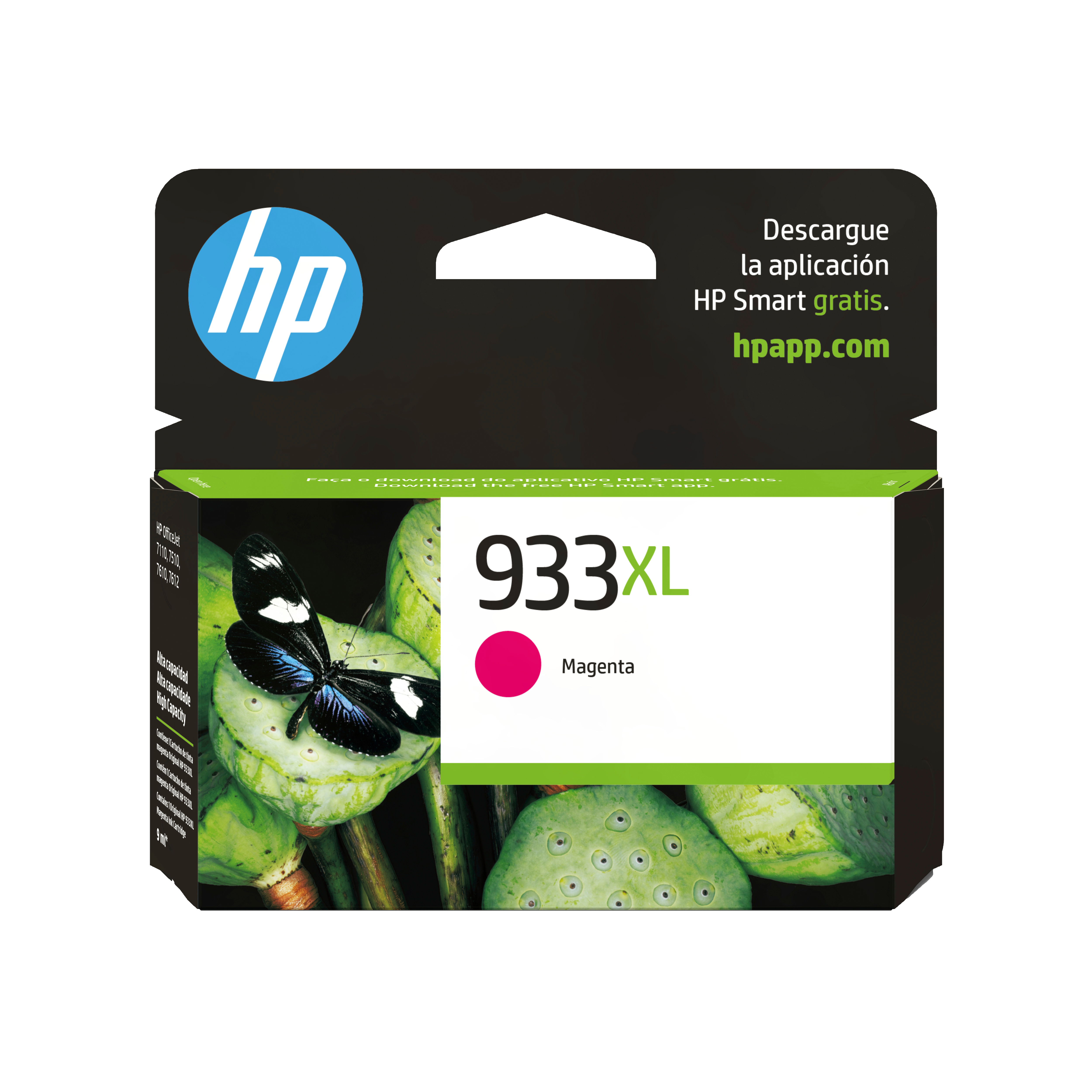 HP Cartucho original de tinta magenta de alto rendimiento 933XL