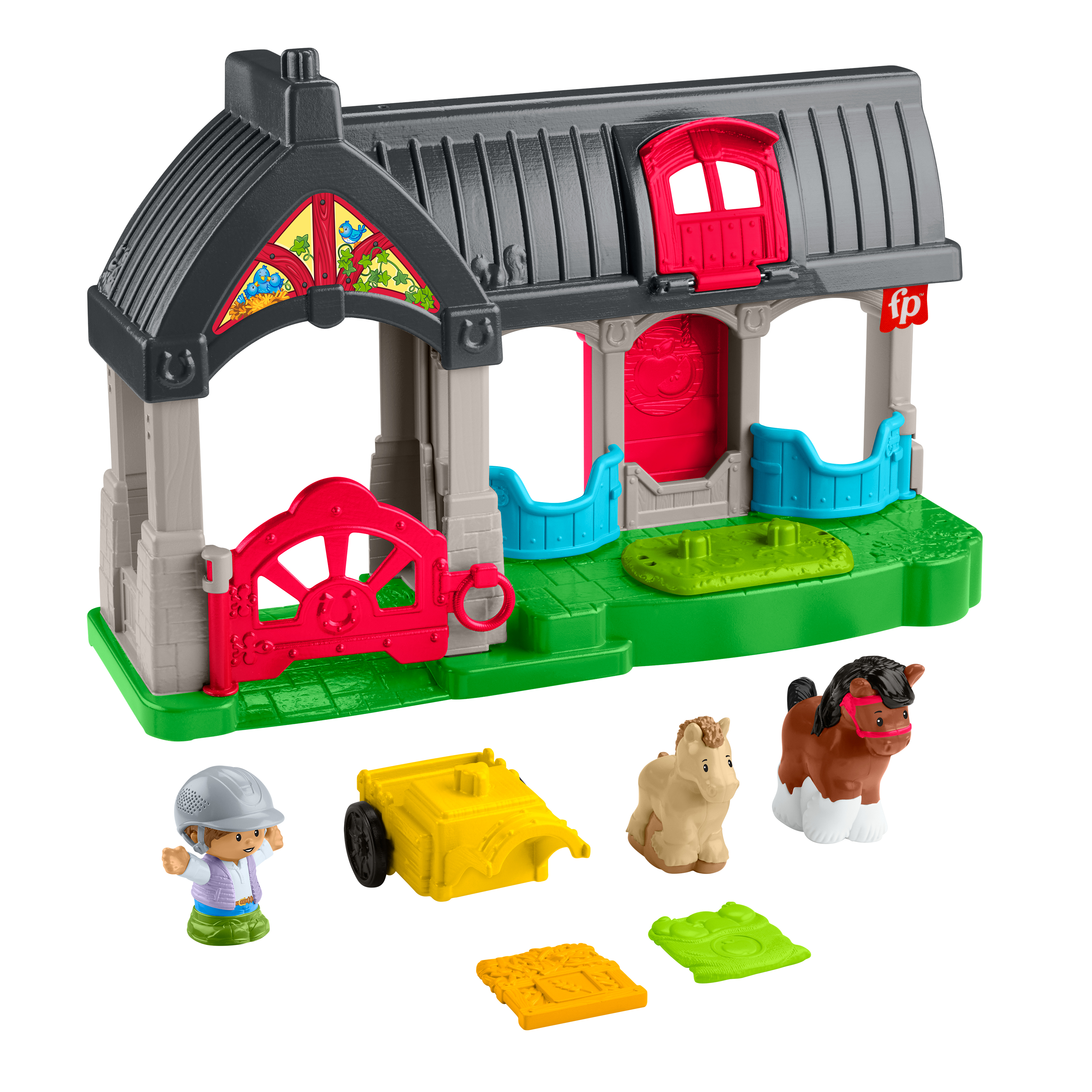 Fisher-Price Little People Friendly Horses Stable -lelupakkaus taaperoille, hauskat äänet, 6 osaa