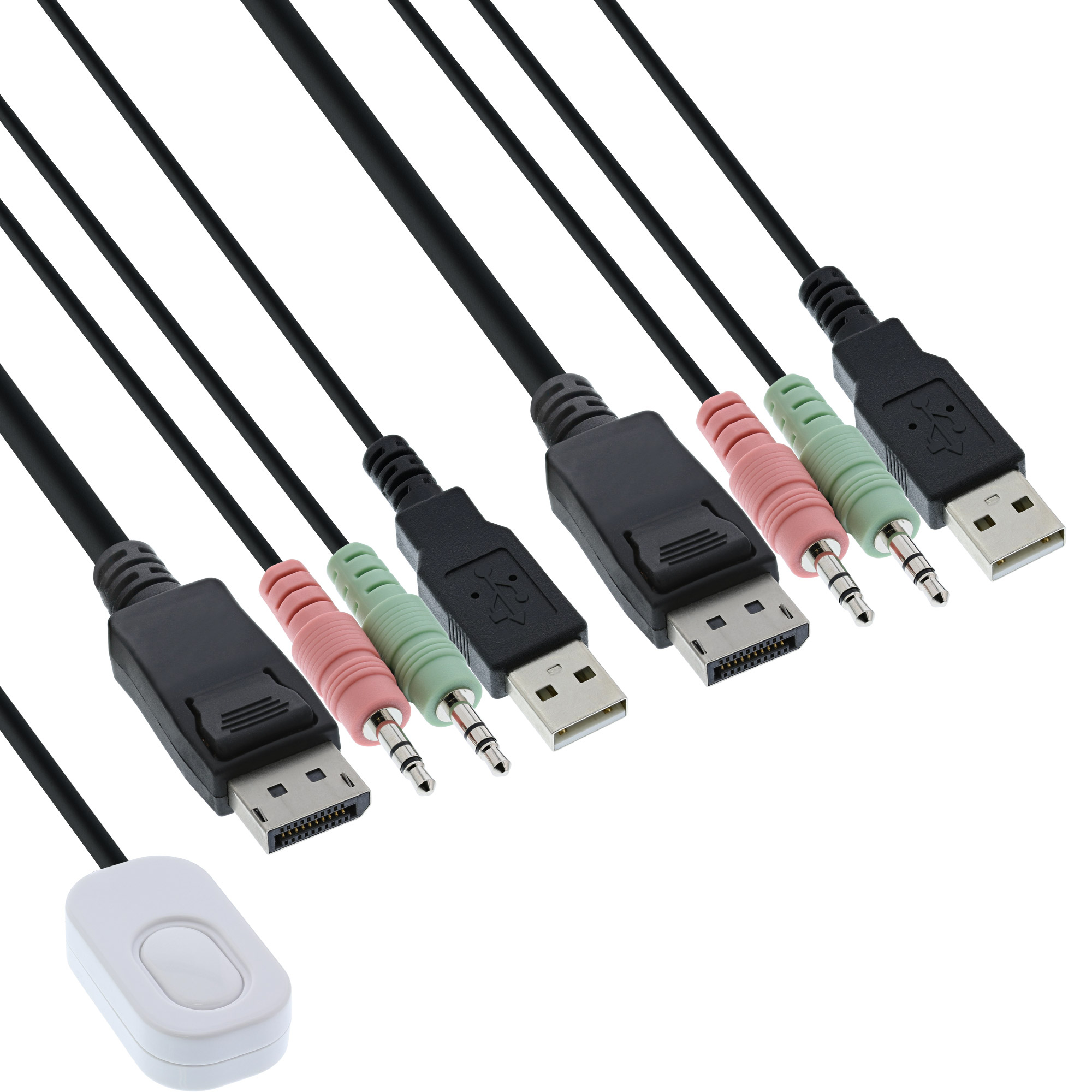 InLine Cable KVM Switch, 2-port, Displayport 1.2, 4K, USB, Audio – image 3
