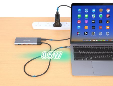 Manhattan USB-C Dock/Hub, Ports (x10): Ethernet, HDMI (x2 8k), USB-A (x5) and USB-C (x2), With Power Delivery (100W) to USB-C Port (Note additional USB-C wall c – image 6
