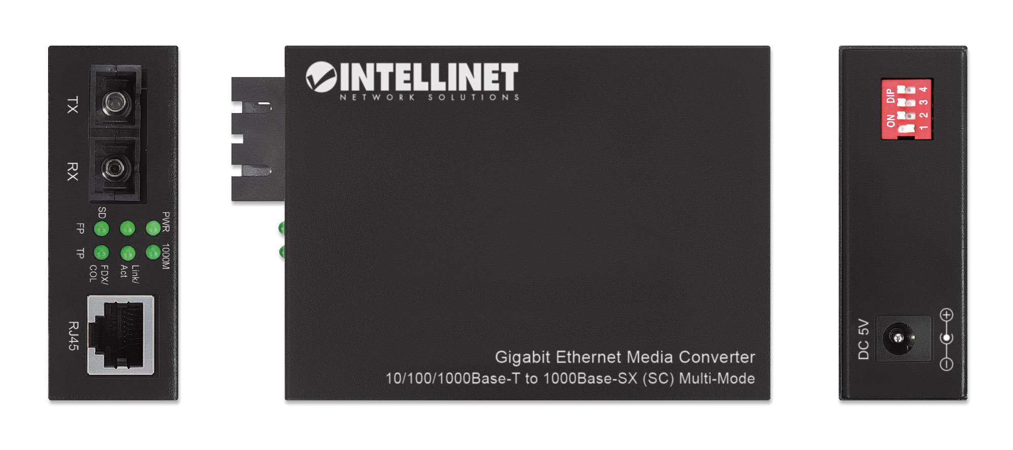 Intellinet Gigabit Ethernet Media Converter 10/100/1000Base-T to 1000Base-SX (SC) Multi-Mode, 550 m (1,800 ft.), Autonegotiation – image 5