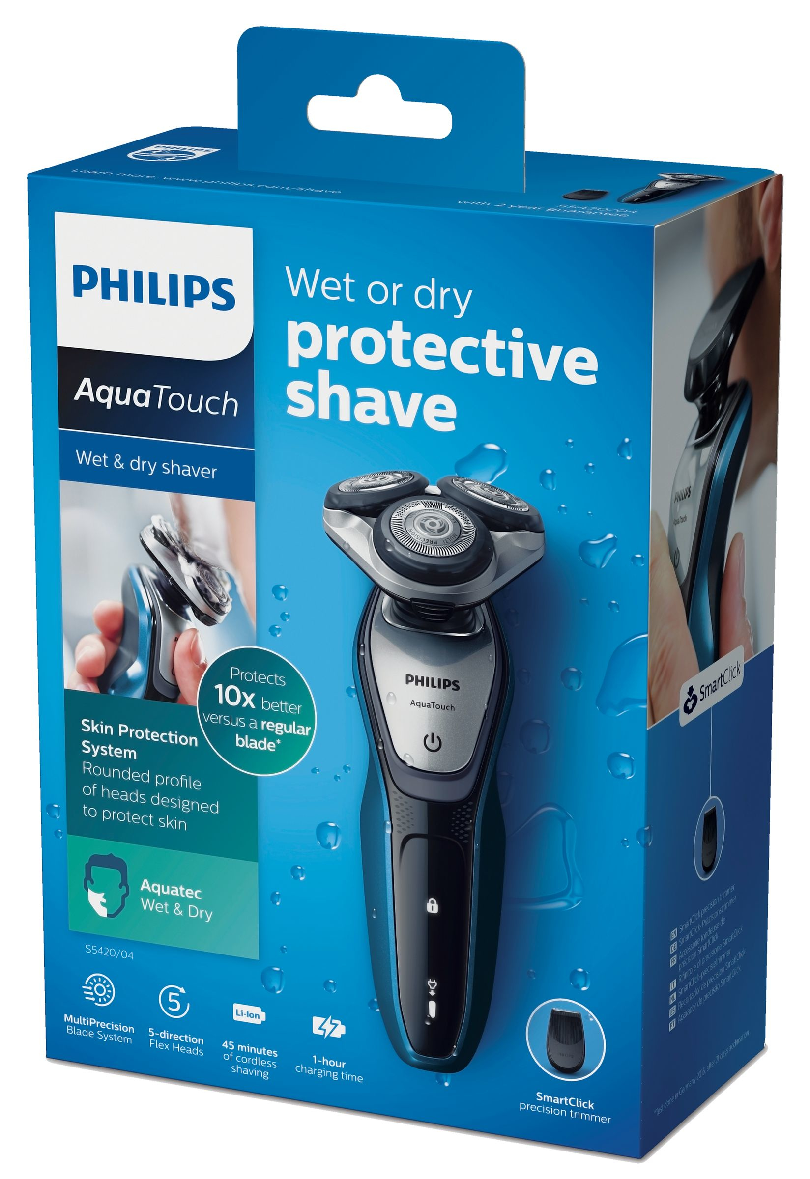 Philips AquaTouch S5420/04 men's shaver Rotation shaver Trimmer Blue, Grey – image 2