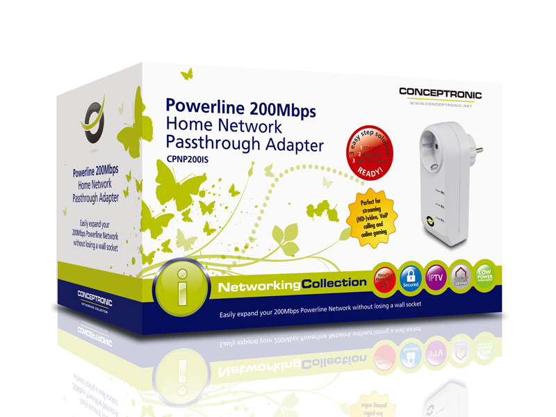 Conceptronic Powerline 200Mbps Home Network Passthrough Adapter – image 5