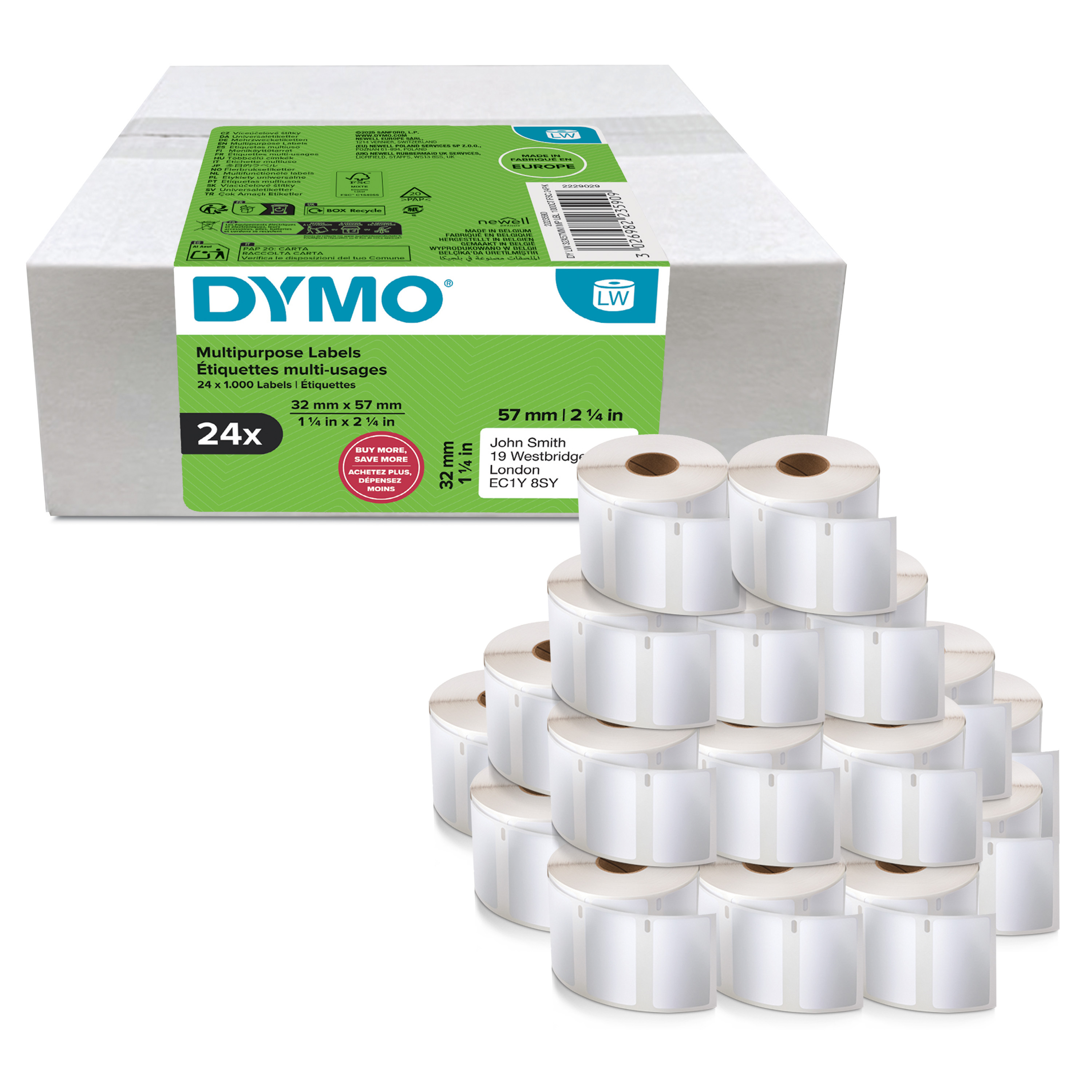 DYMO LW-Rücksendeetiketten Vorteilspack 32x57mm 24Rl 1000Stk