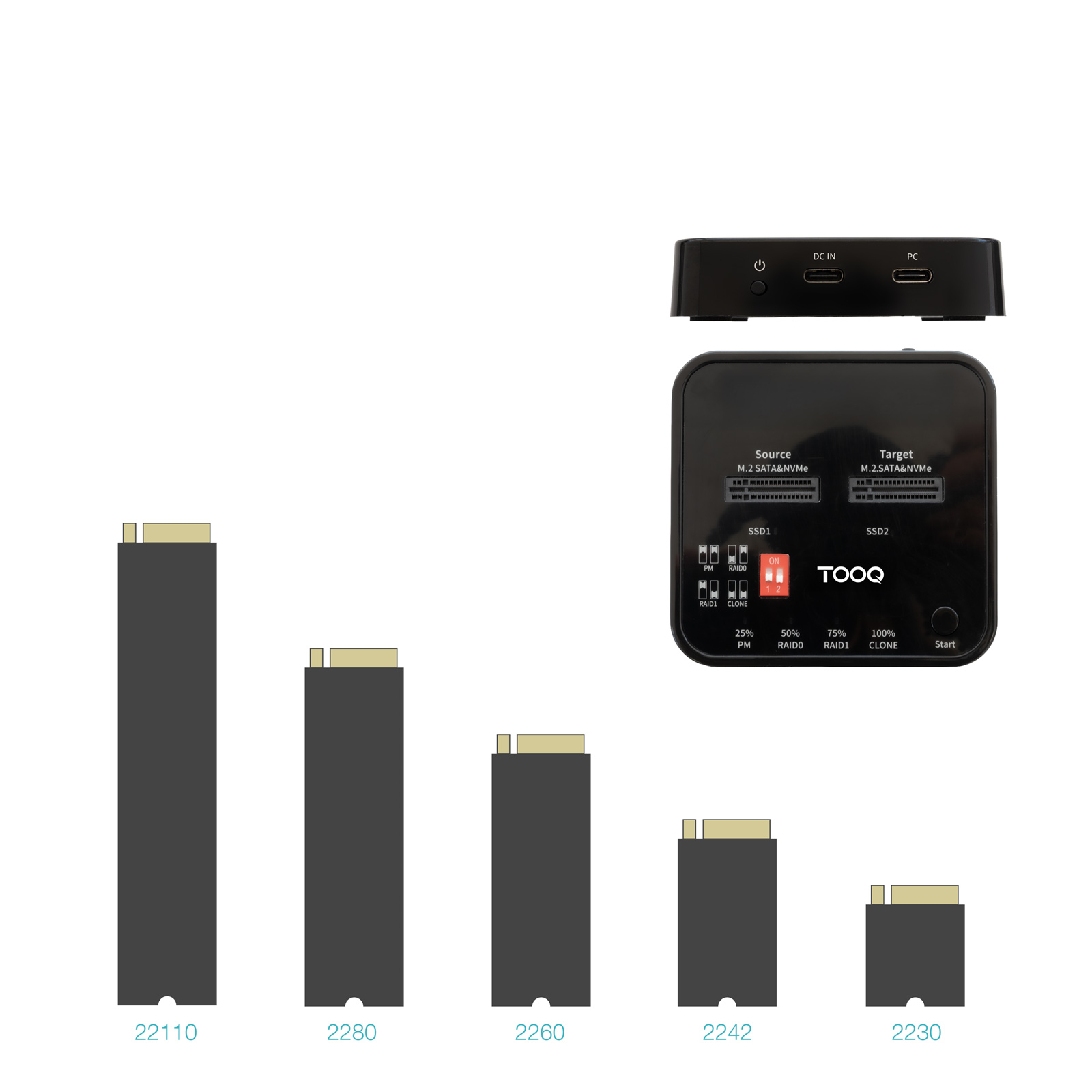 TooQ TQDS-201B storage drive docking station USB 3.2 Gen 2 (3.1 Gen 1) Type-C Black – image 4