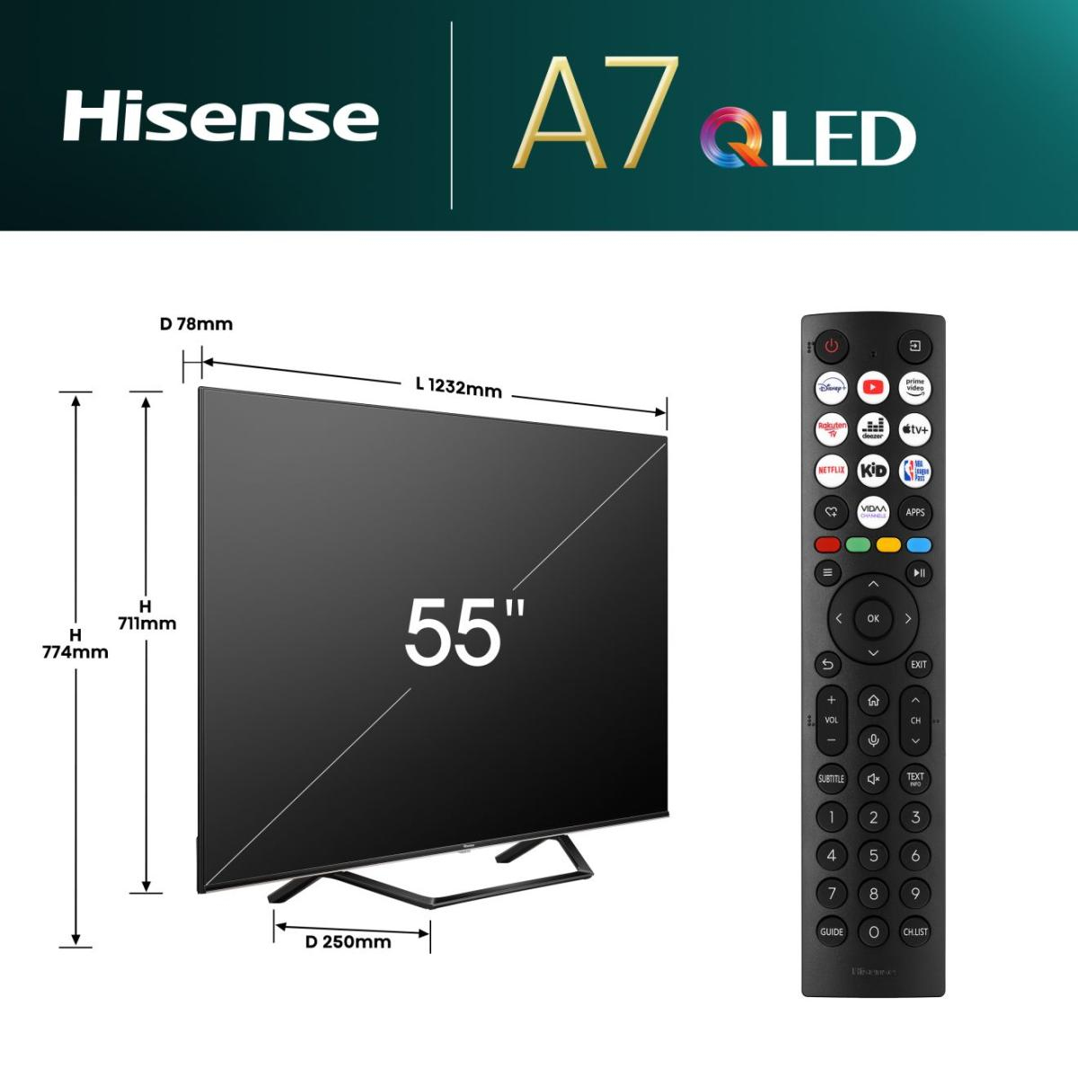Hisense 55A7NQ 139,7 cm (55 ) 4K Ultra HD Smart TV Wifi Gris 275 cd m² — photo 2