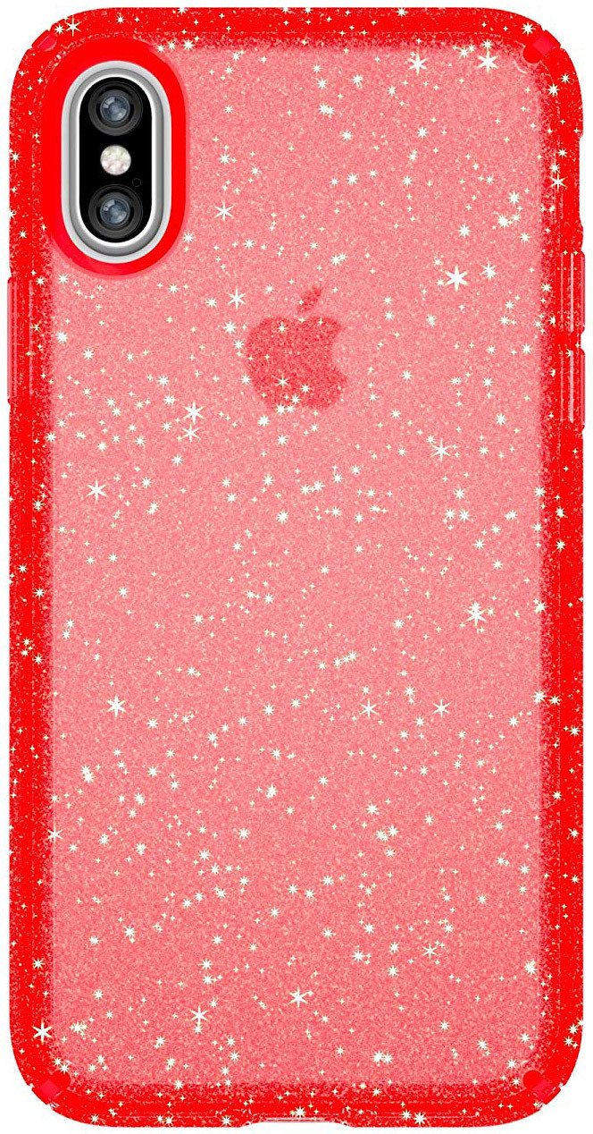 Speck iPhone X - Presidio Clear + Glitter - Firework Red W/ Gold Glitter – image 5