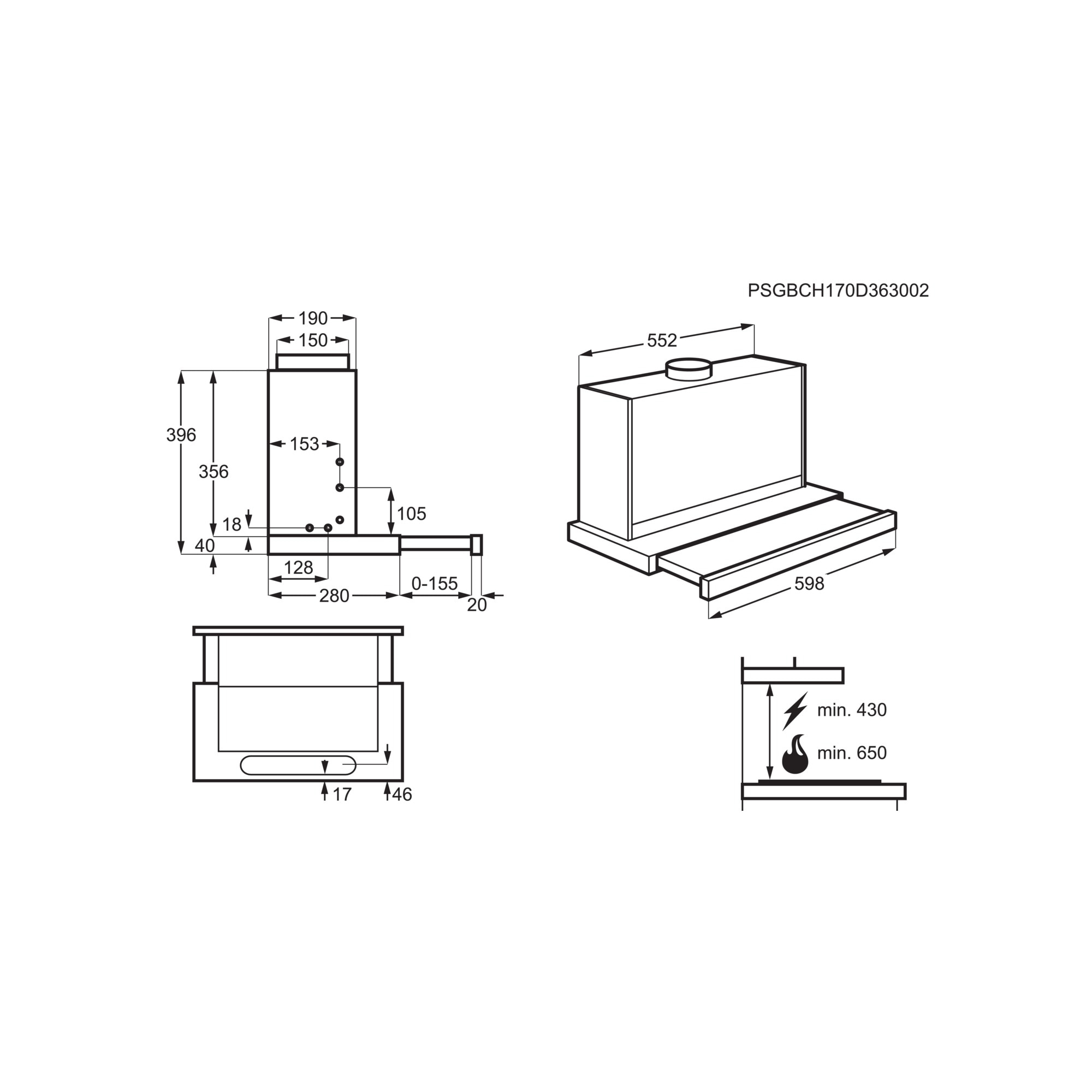 Electrolux EFP60460OX cooker hood Semi built-in (pull out) Stainless steel 647 m³/h – image 2