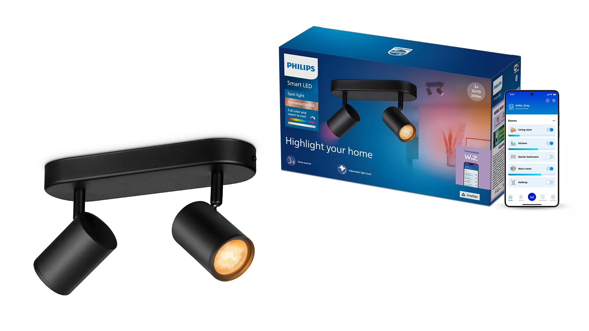 Philips by Signify Philips Smart Spotlight x2, GU10, 690 lm, Black – image 2