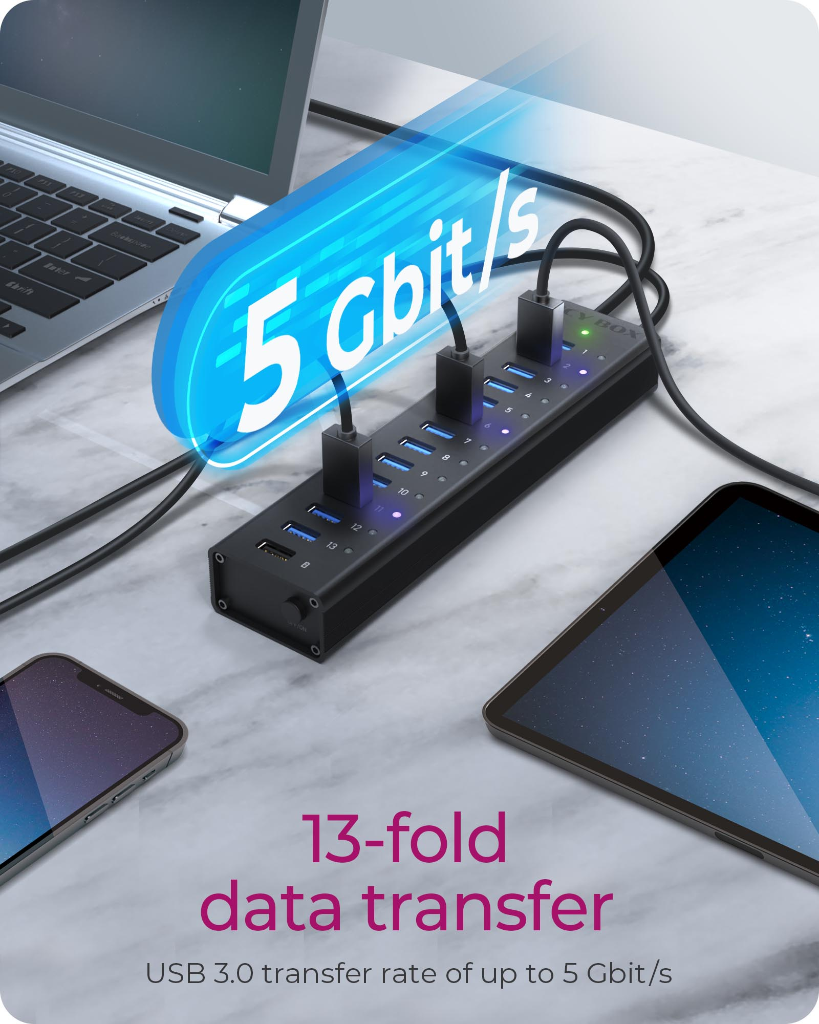 ICY BOX IB-AC6113 USB 3.2 Gen 1 (3.1 Gen 1) Type-B 5000 Mbit/s Black – image 3