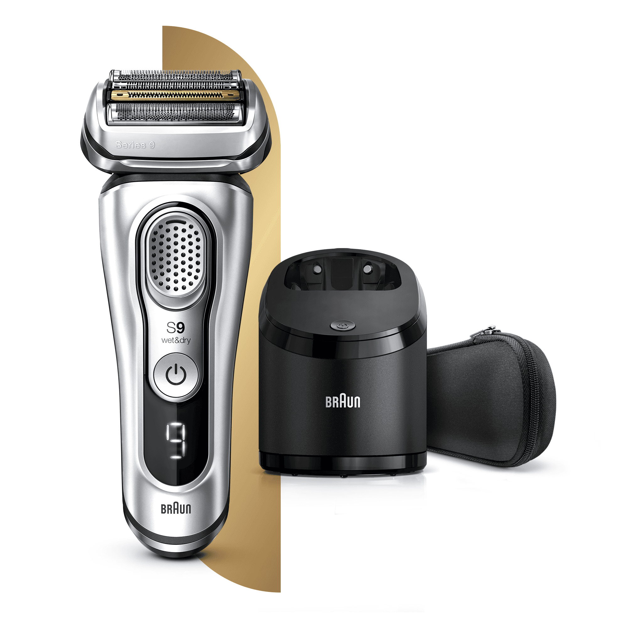 Braun Series 9 9370cc Latest Generation Electric Shaver, Clean&Charge Station, Fabric Case, Silver – image 3