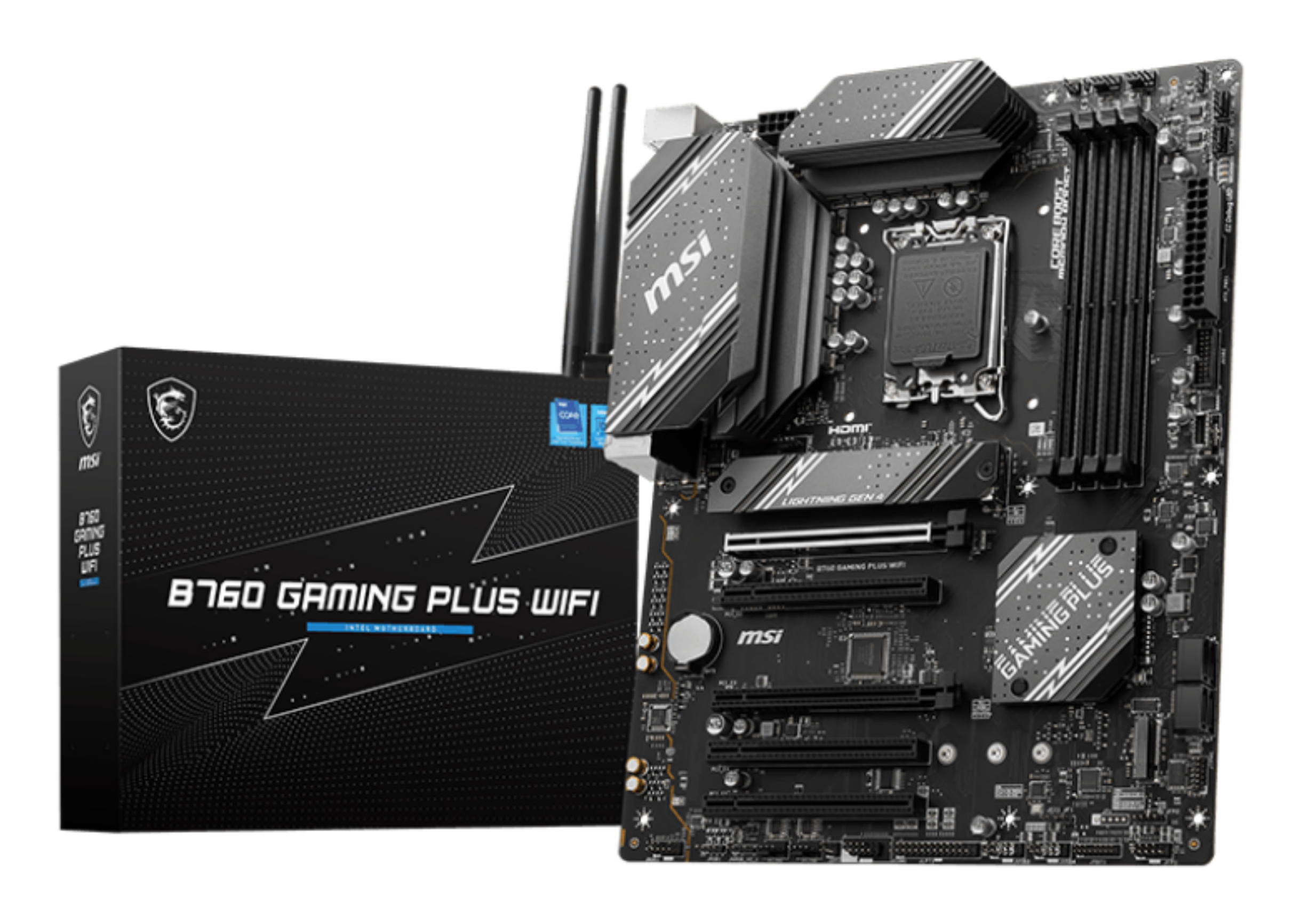 Tarjeta Madre MSI B760 GAMING PLUS WIFI - Socket 1700 - 4x DDR5 - 4800/5600/6800+(OC)MHz - HDMI - DisplayPort - USB 2.0/3.2 - ATX - B760 GAMING PLUS WIFI