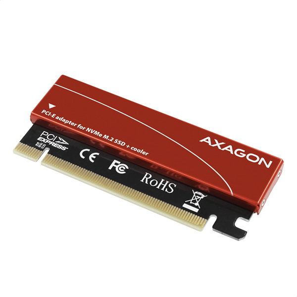 Axagon PCEM2-S PCIe x16 - M.2 NVMe M-key slot adapter, w. passive alu heatsink – image 1