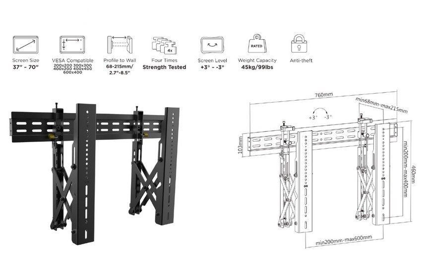 37"-70" Pop-Out-Videowandhalterung