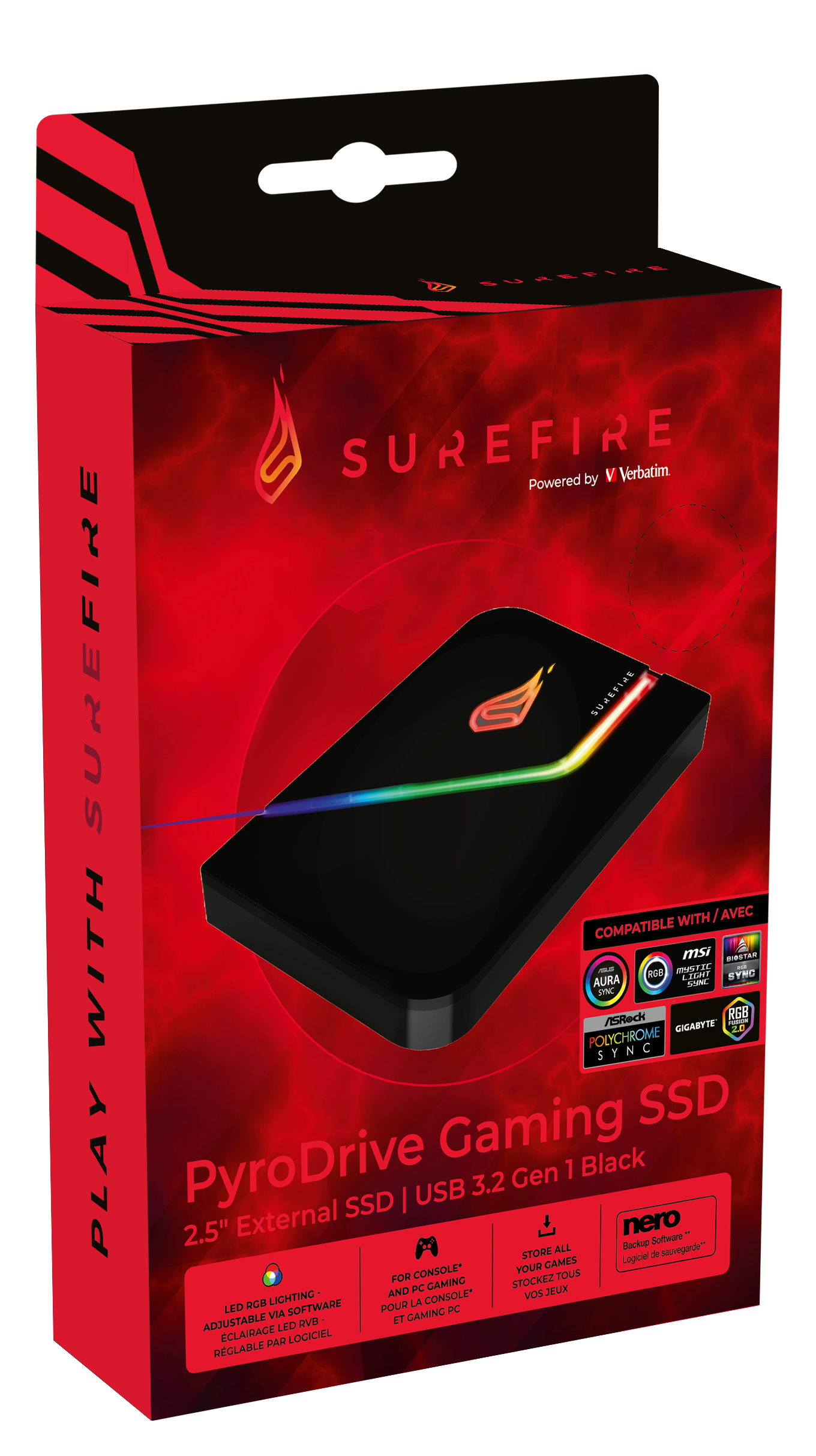 Verbatim SureFire PyroDrive Gaming SSD USB 3.2 Gen 1 2TB Black image 7