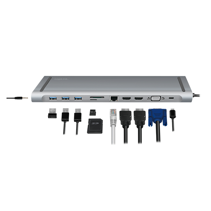 LogiLink UA0373 laptop dock/port replicator Wired USB 3.2 Gen 1 (3.1 Gen 1) Type-C Aluminium – image 5
