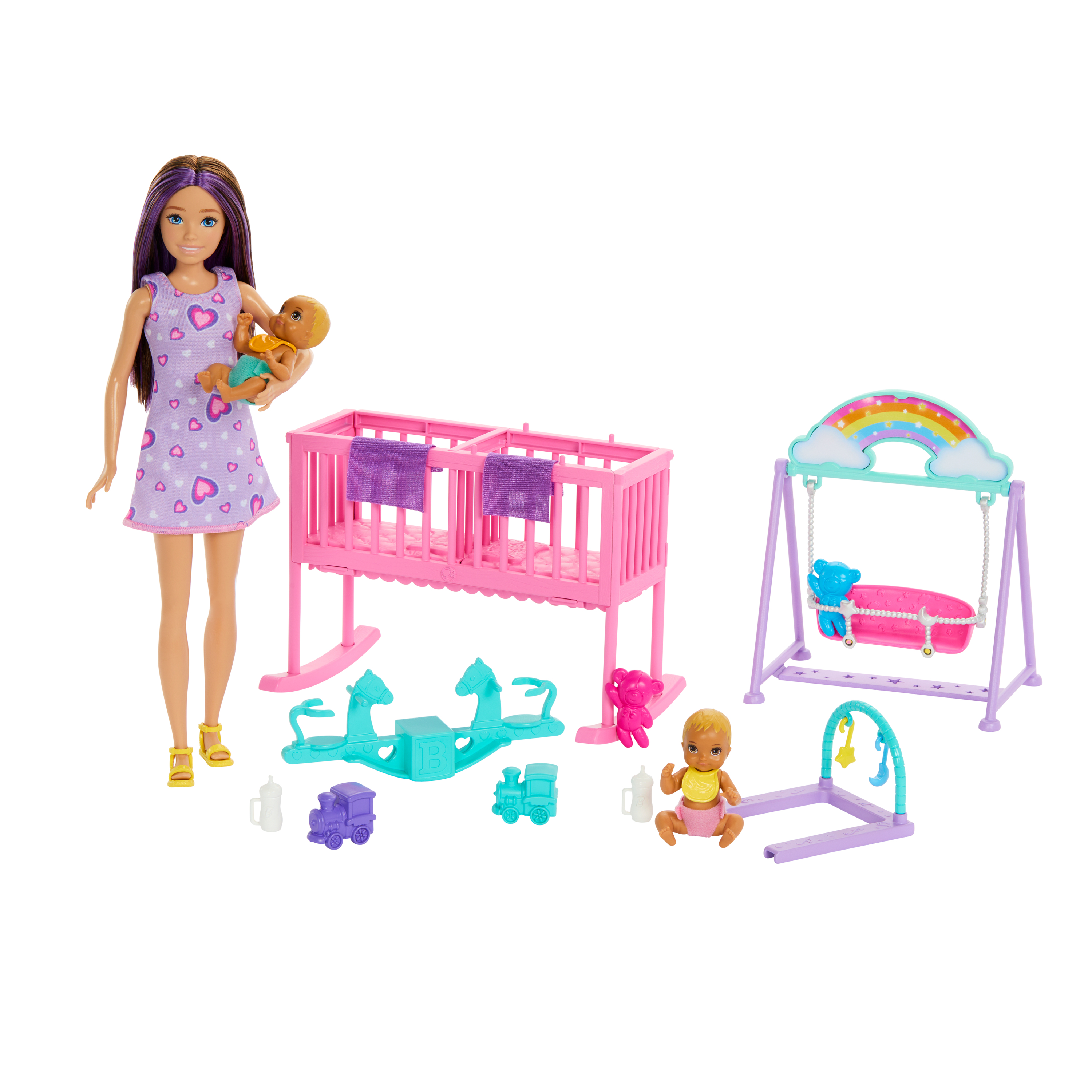 Barbie Skipper Babysitters Inc. Skipper ‐lapsenvahtinukke, kaksosvauvojen huone ja tarvikkeita