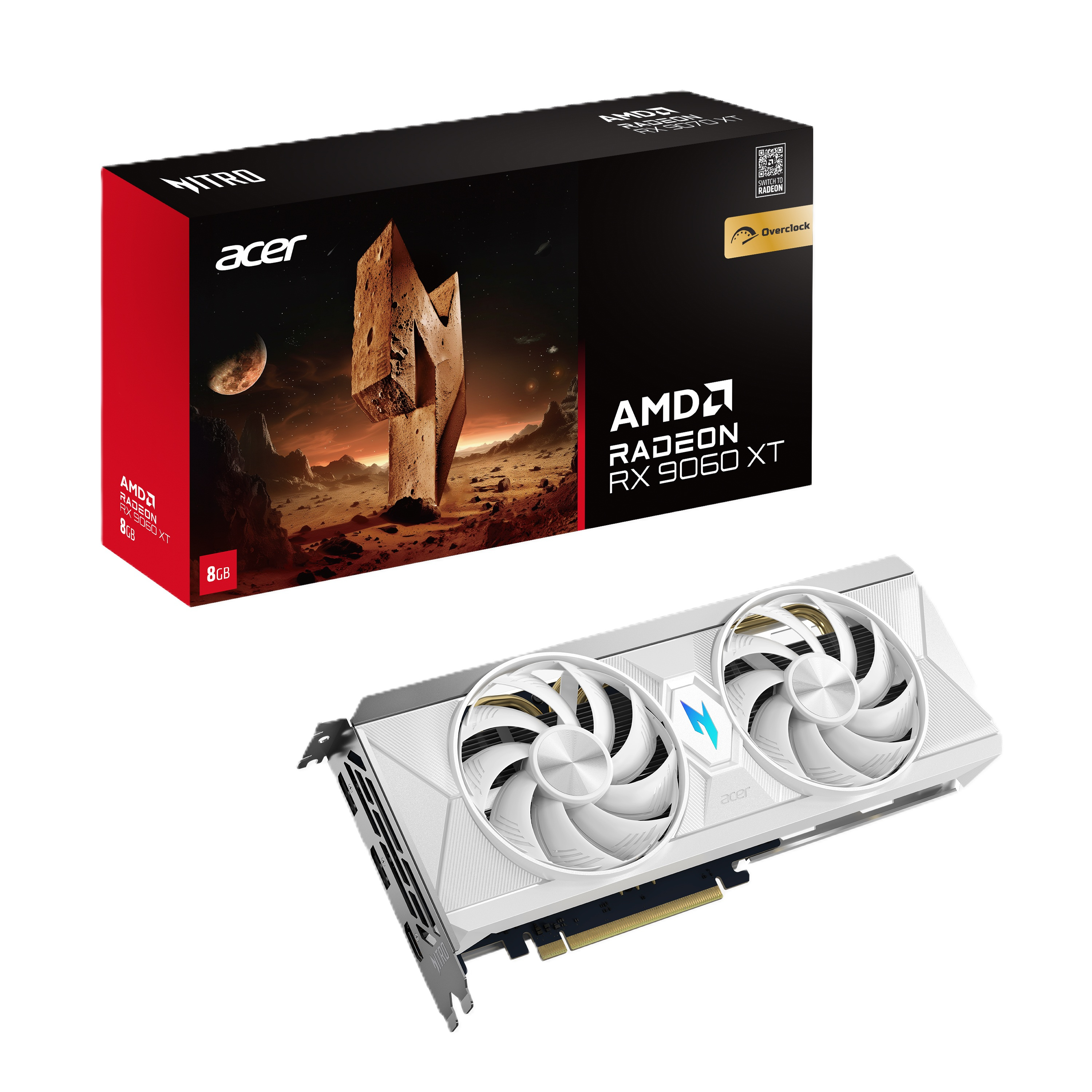 Acer Nitro Skjermkort Radeon™ RX 9060 XT OC 8GB - White Edition