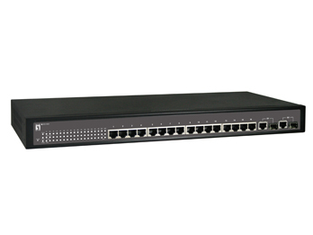 LevelOne 16 x 802.3at PoE + 2GE SFP Combo Unmanaged Switch -40 ~ 75C