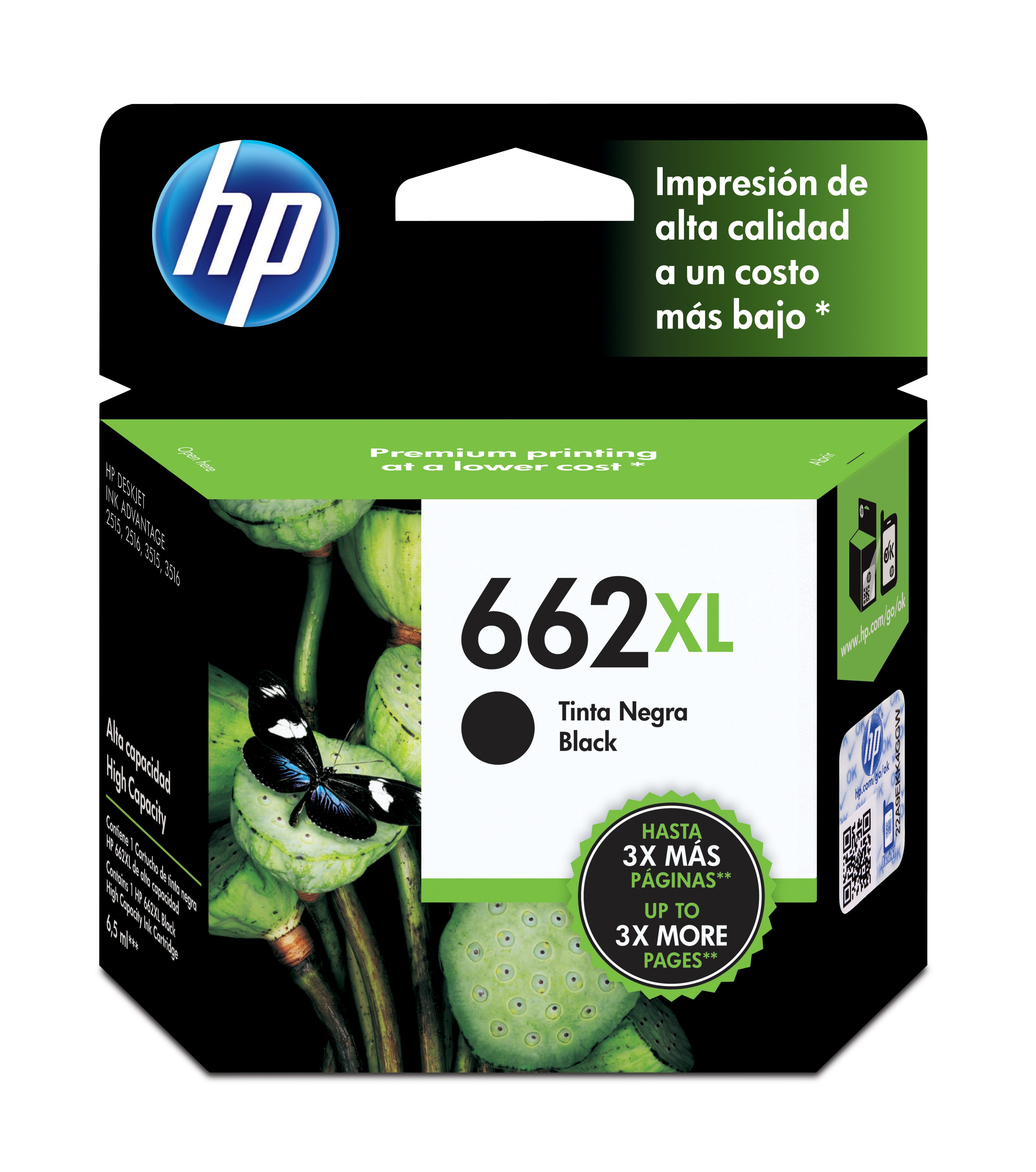 Cartucho De Tinta Hp 662Xl Negra Original (Cz105Al) - CZ105AL