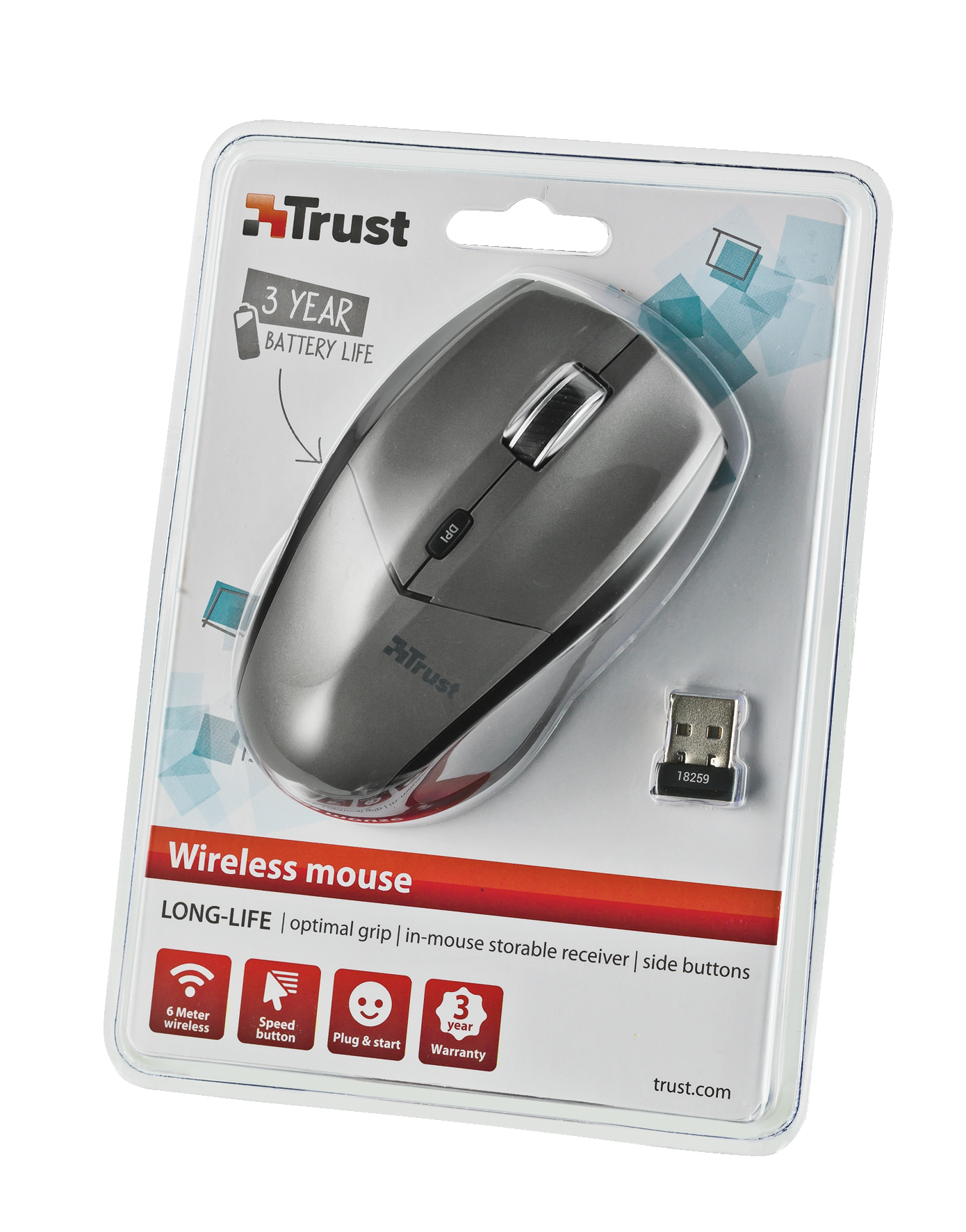 Trust Long-life mouse RF Wireless Optical 1600 DPI – image 5