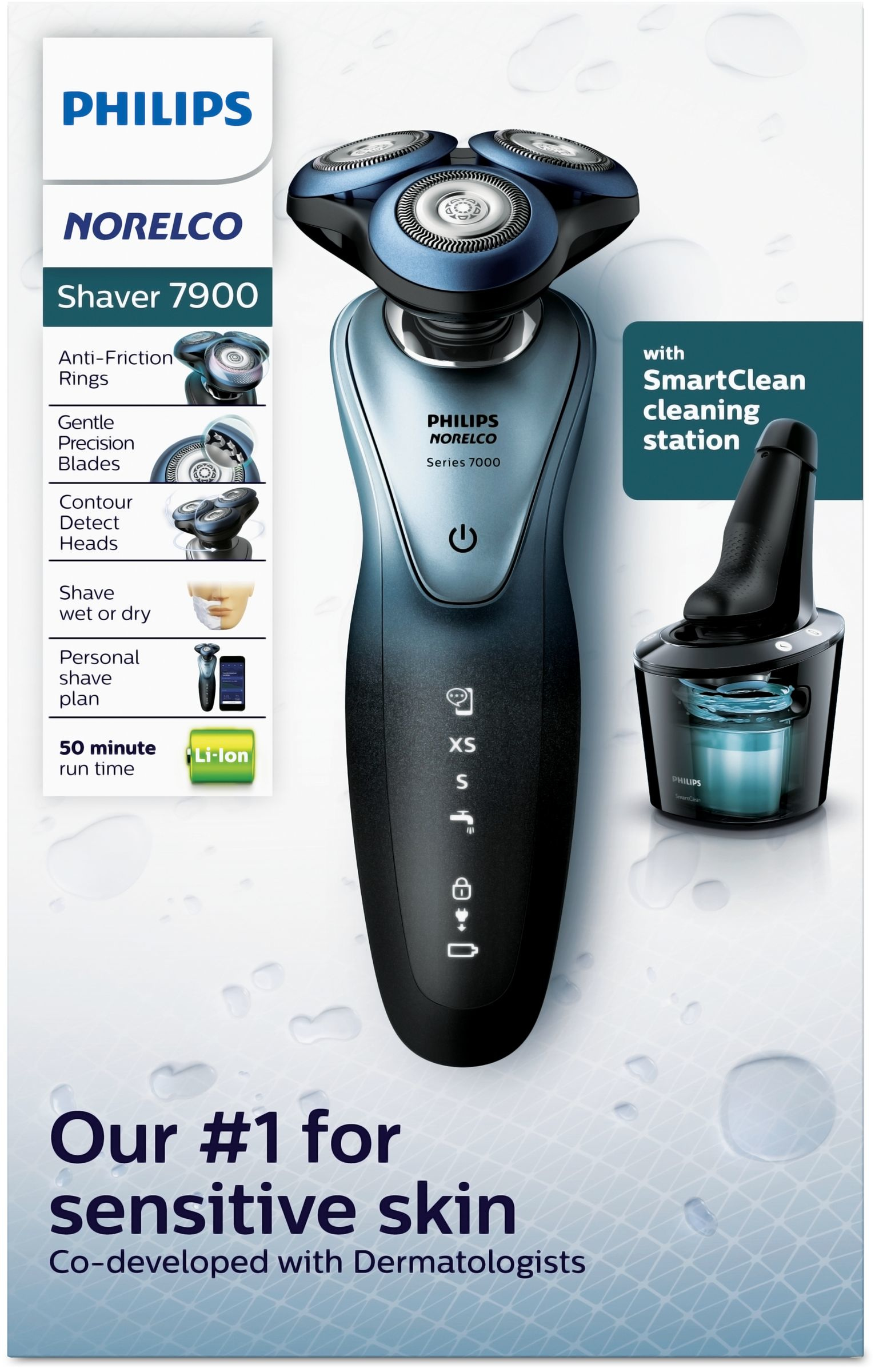 Philips SHAVER Series 7000 S7940/84 men's shaver Rotation shaver Trimmer Black, Blue – image 4