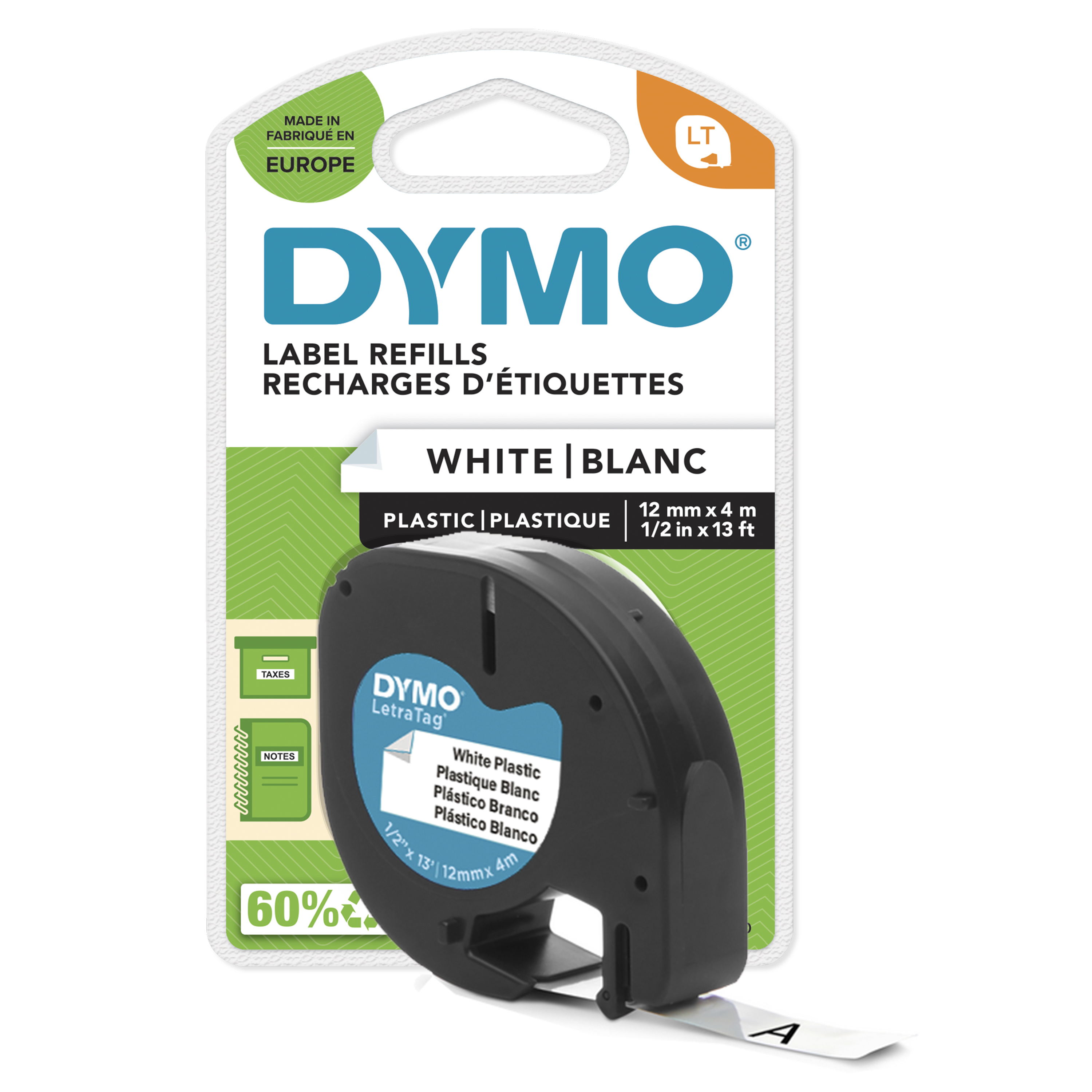 DYMO 12mm LetraTAG Plastic tape etikettien kirjoitusnauha