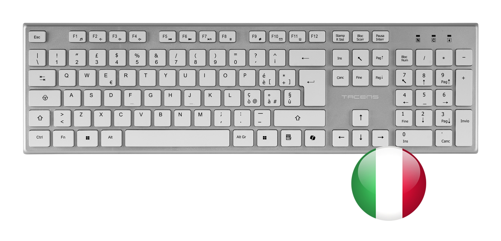Tacens 6ZENITHWIT keyboard Mouse included Home/Office RF Wireless QWERTY Italian Silver, White – image 4