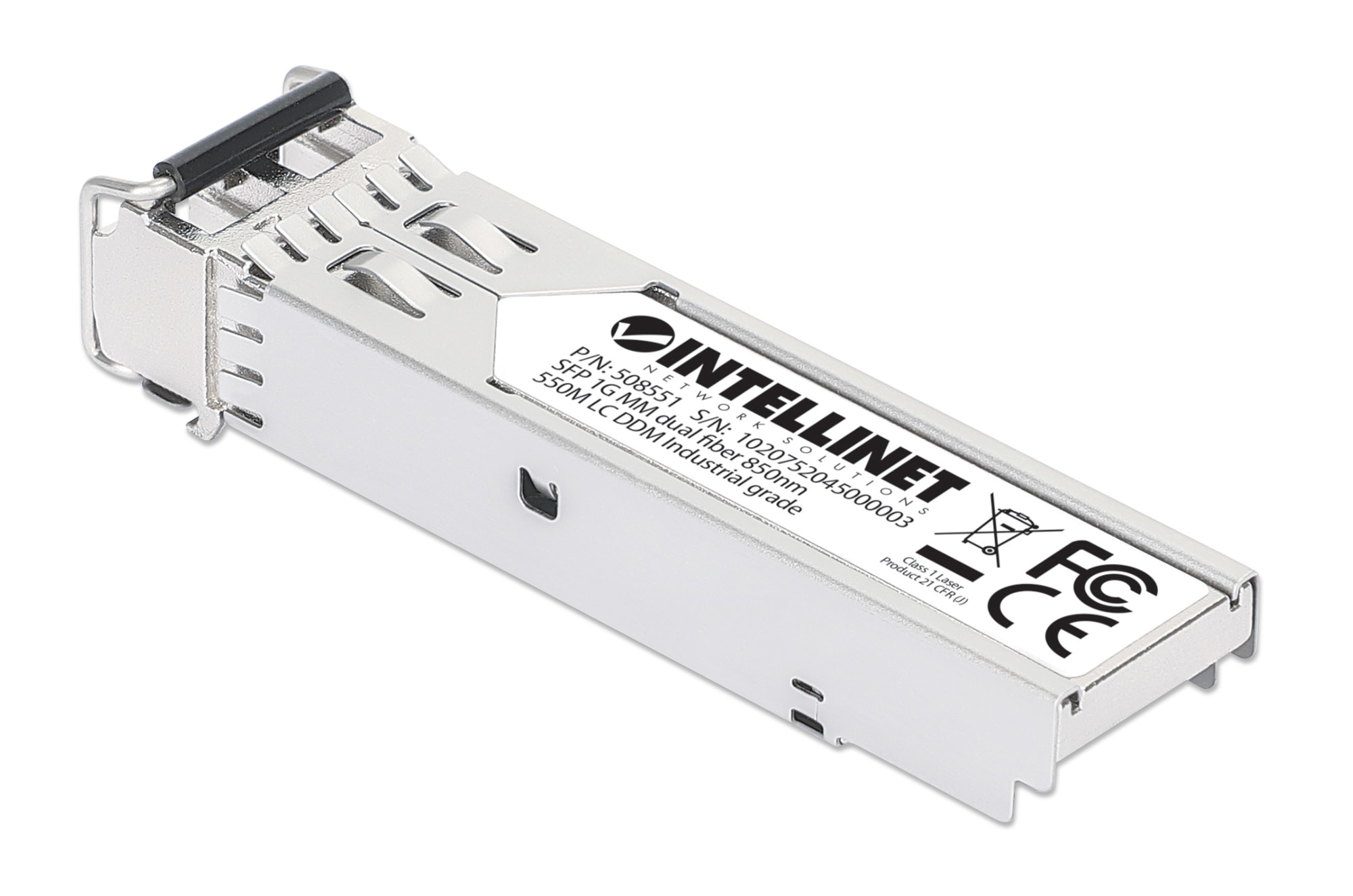 Intellinet Industrial Gigabit Fiber SFP Optical Transceiver Module 1000Base-SX (LC) Multi-Mode Port, 550 m, MSA-compliant for Maximum Compatibility, Silver – image 2