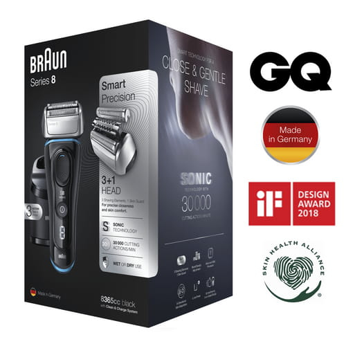 Braun Series 8 8365cc Next Generation Electric Shaver, Clean&Charge Station, Fabric Case, Black – image 5