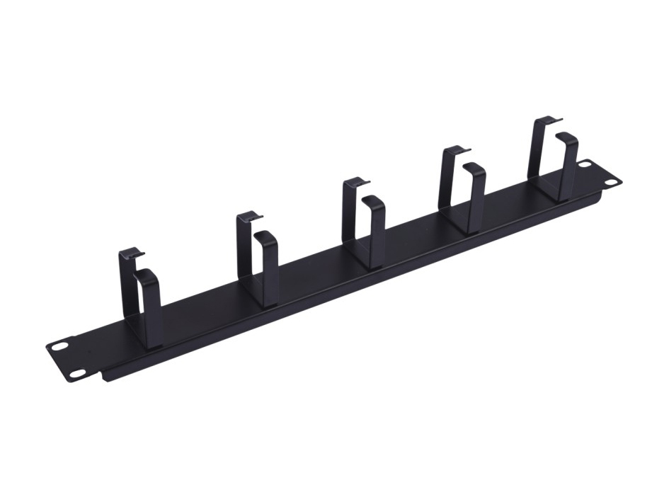 Equip 19" Cable management panel 1U with metal 5 brackets, Black