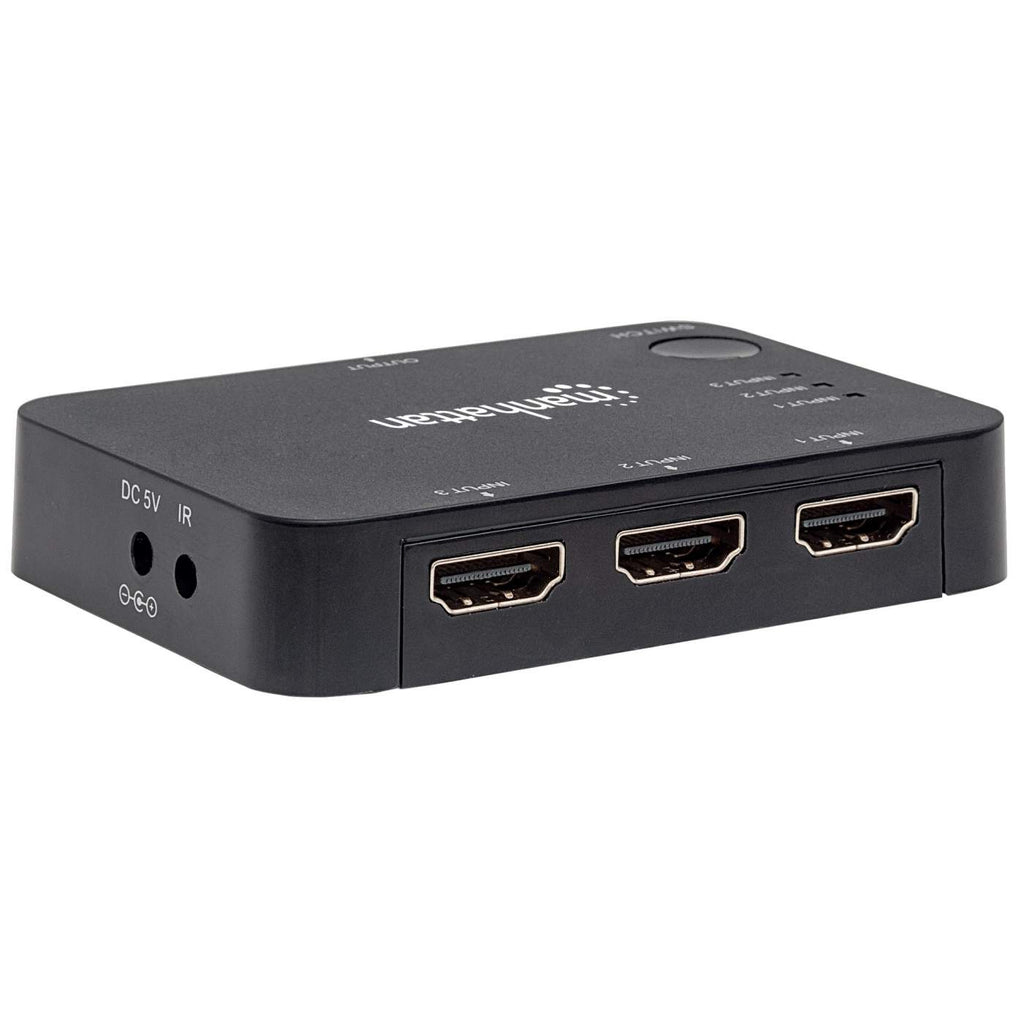 Manhattan HDMI Switch 3-Port , 4K@30Hz, Connects x3 HDMI sources to x1 display, Automatic and Manual Switching (via button), USB-A Powered (cable included, 0.7m – image 2