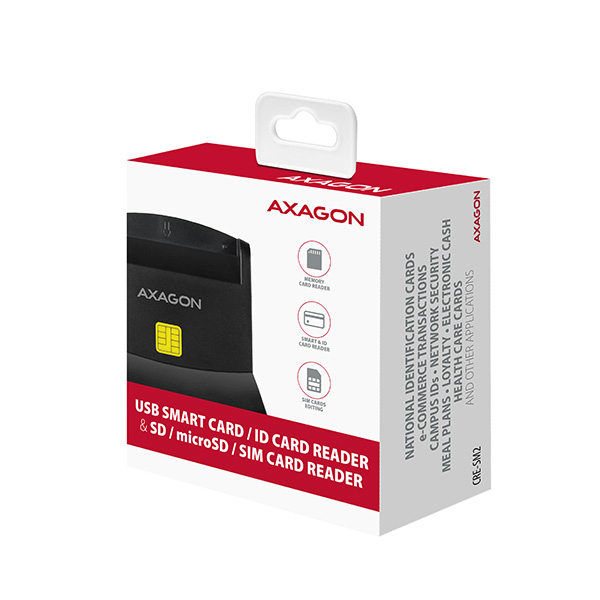 Axagon CRE-SM2 Universal desktop USB contact Smart / ID and SD / microSD / SIM card reader. – image 9