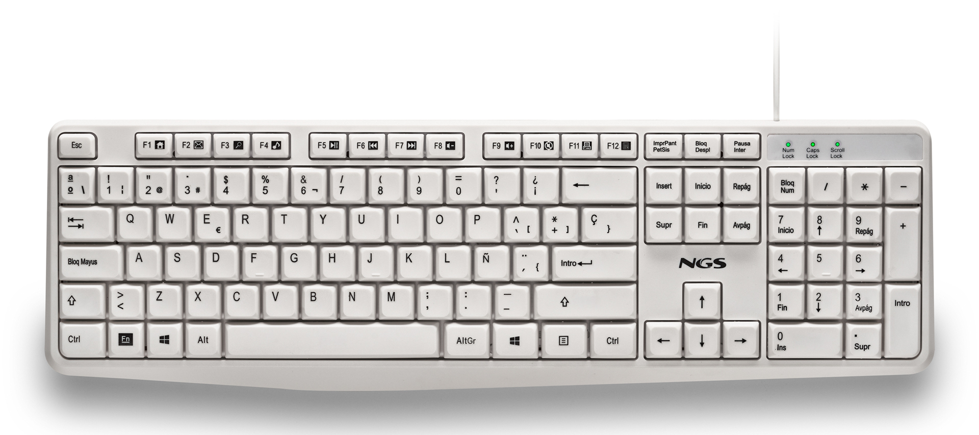 NGS HERITAGE keyboard Universal USB QWERTY Spanish White