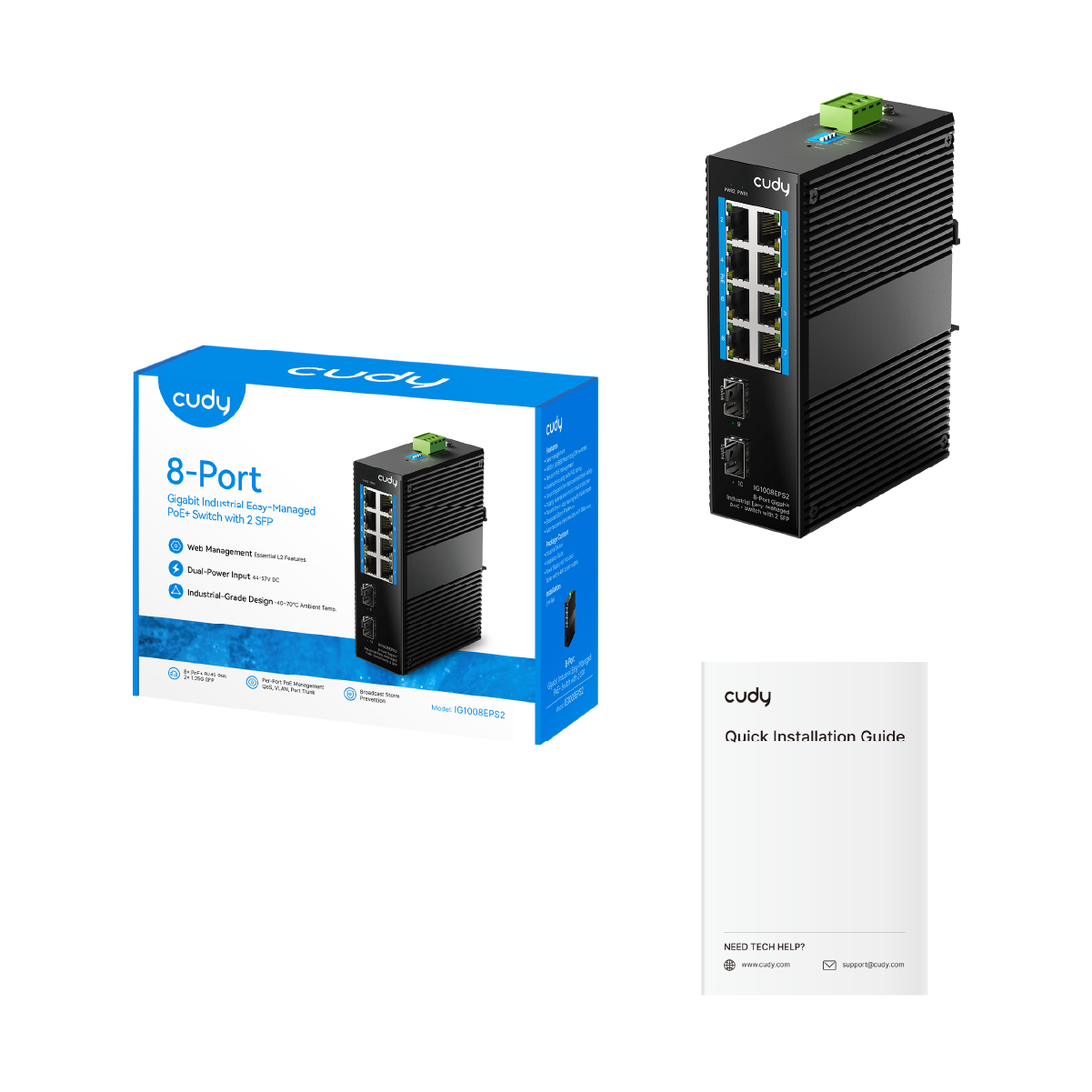 Cudy 8-Port Gigabit Industrial Easy-Managed PoE+ Switch with 2 SFP, IG1008EPS2 1.0 – image 2