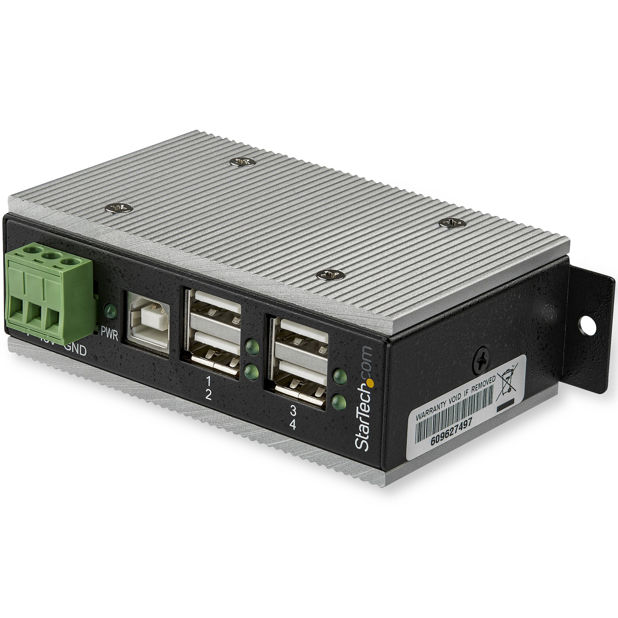 StarTech.com 4-Port USB 2.0 Hub - Metal Industrial USB-A Hub with ESD &
