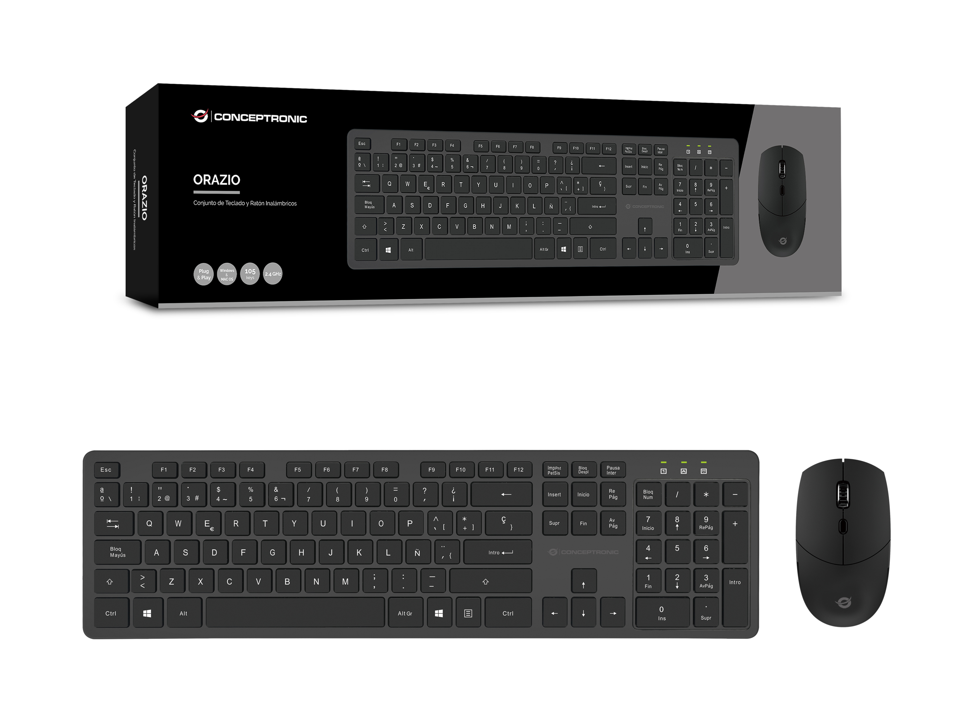 CONCEPTRONIC Tastatur+Maus Wireless       Layout ES  schwarz
