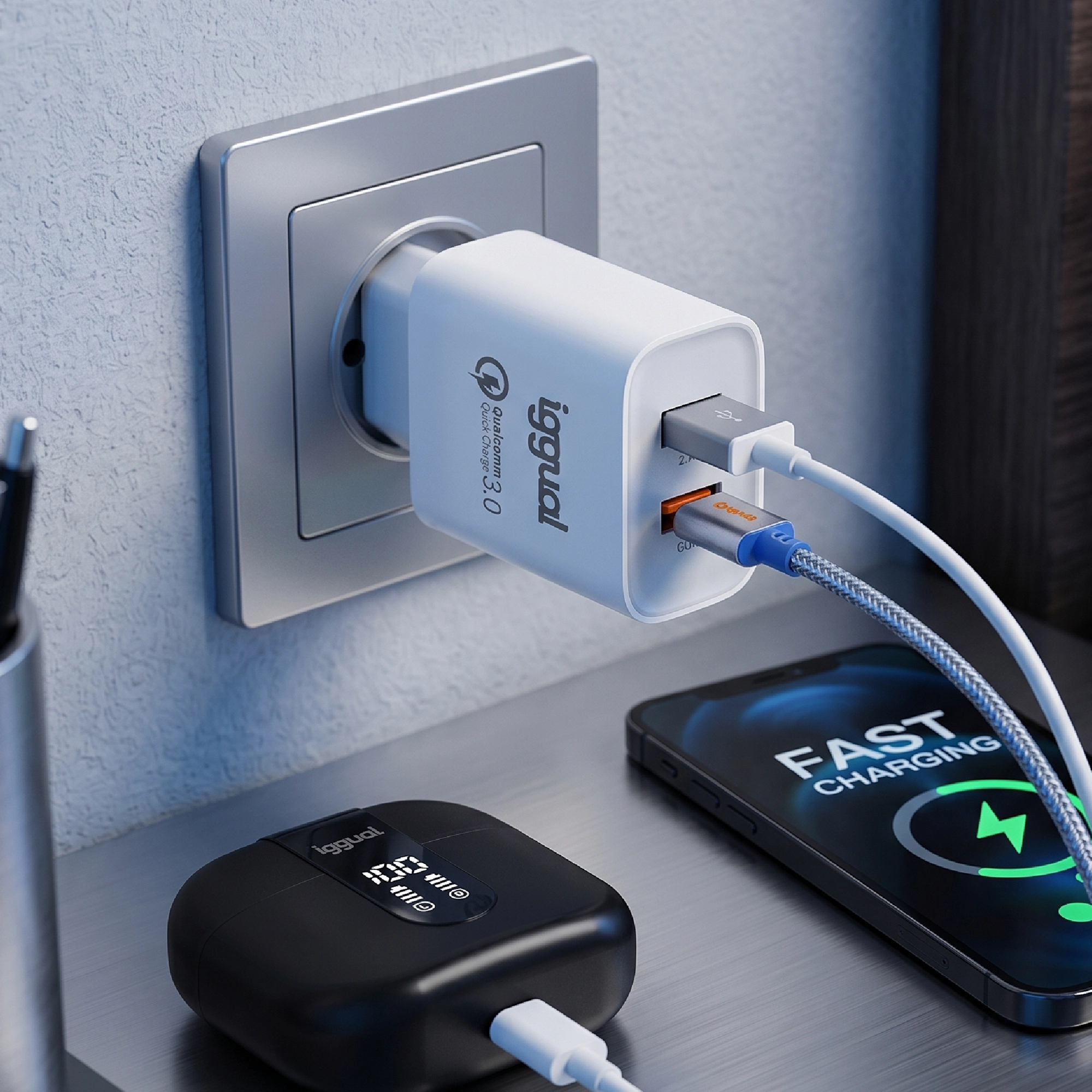 iggual IGG317389 mobile device charger Universal White AC Fast charging Indoor – image 5