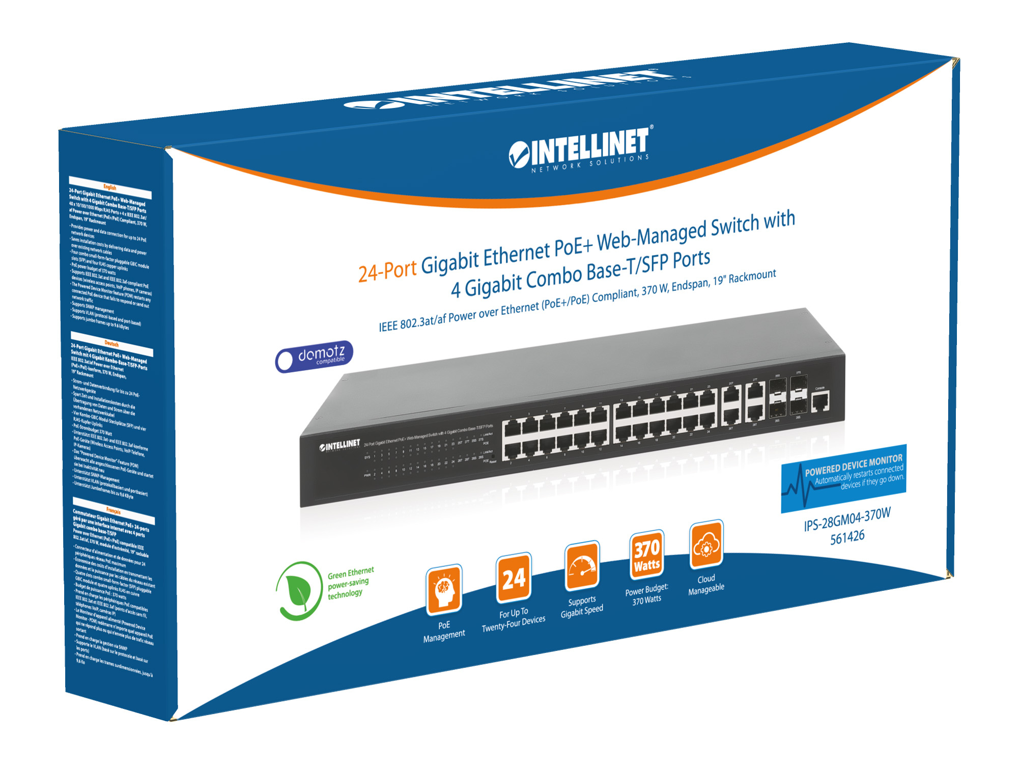 Intellinet 24-Port Gigabit Ethernet PoE+ Web-Managed Switch with 4 Gigabit Combo Base-T/SFP Ports, IEEE 802.3at/af Power over Ethernet (PoE+/PoE) Compliant, 370 – image 7